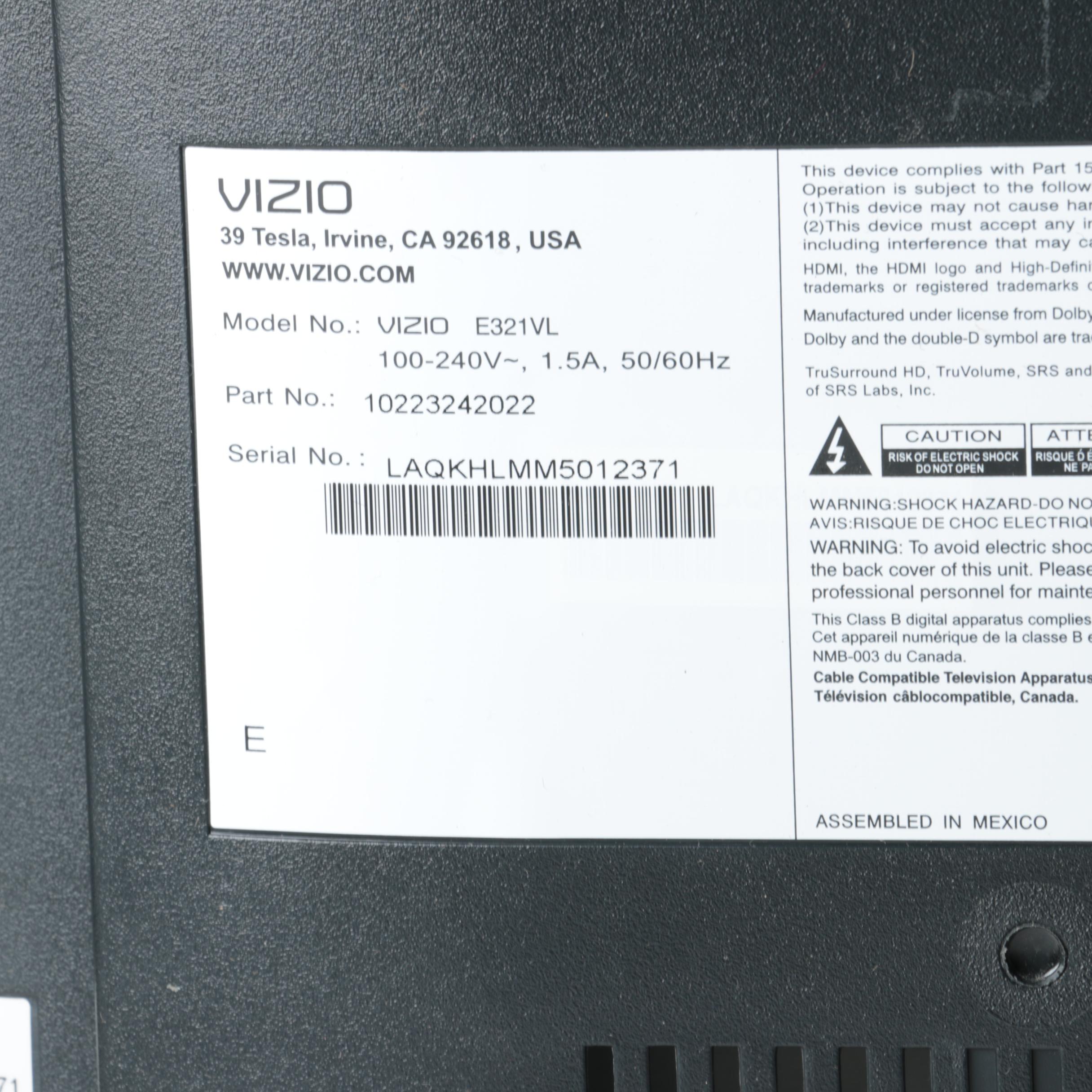 Vizio Flatscreen Television