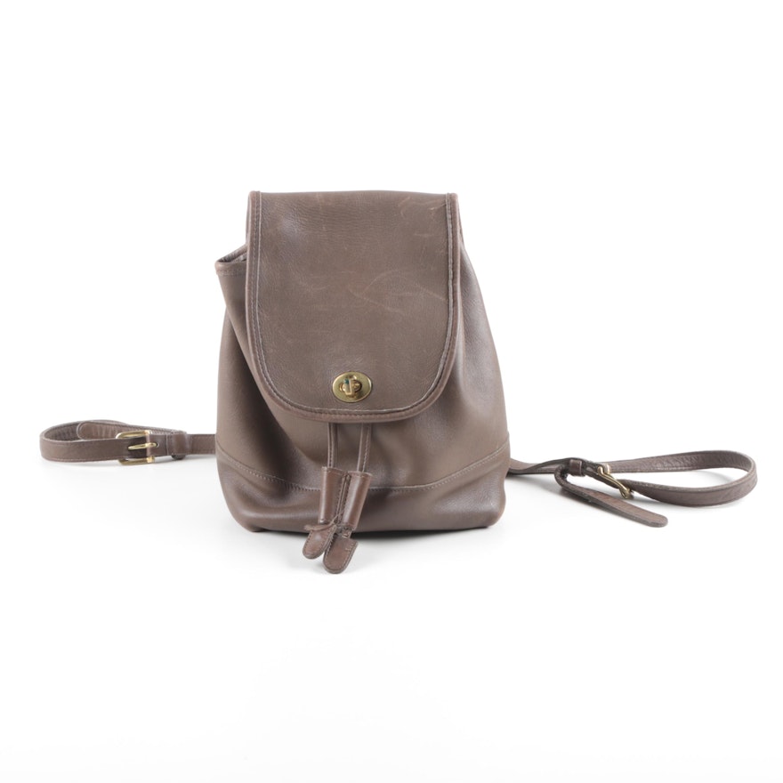 Coach Brown Leather Drawstring Backpack Purse