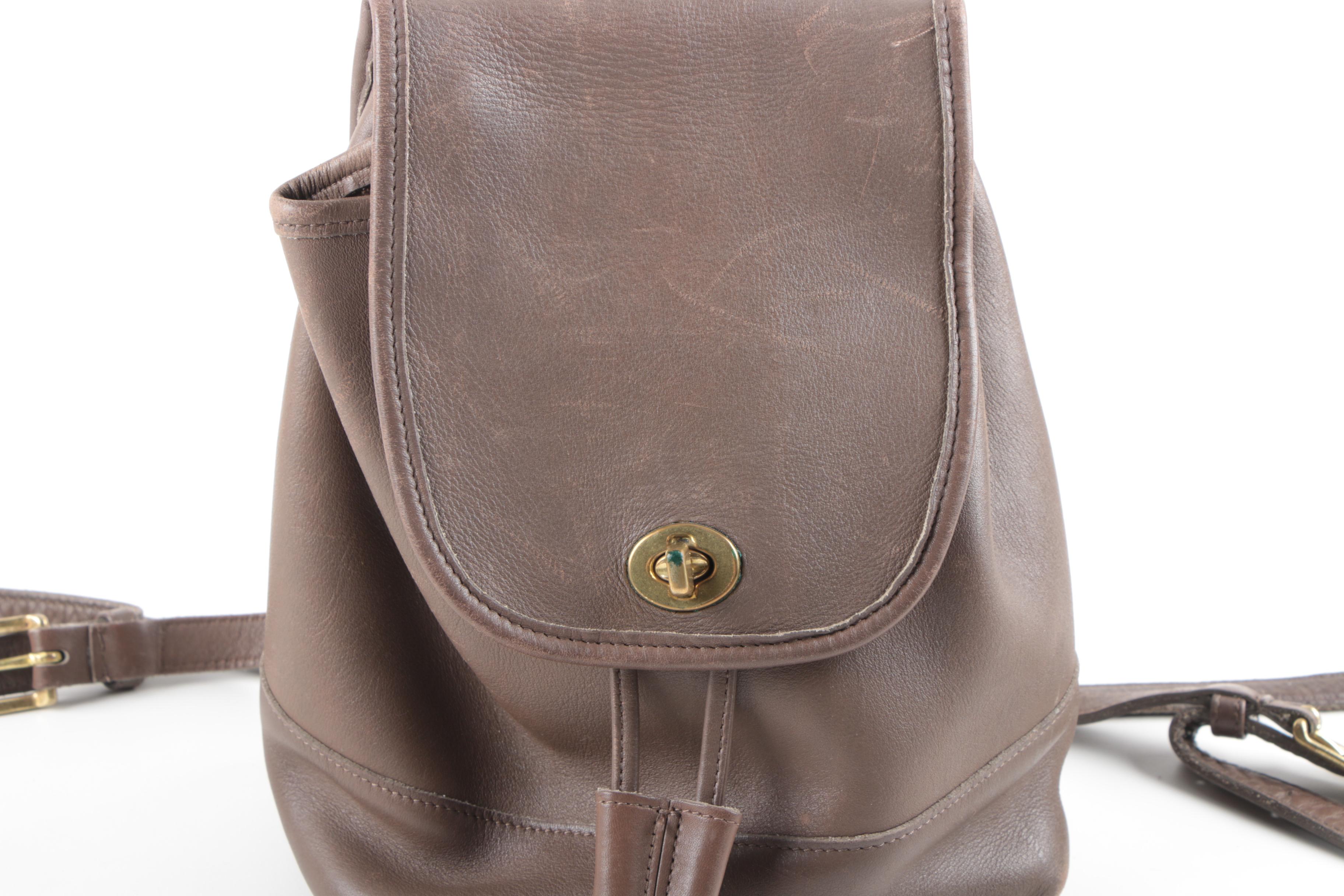 Coach Brown Leather Drawstring Backpack Purse