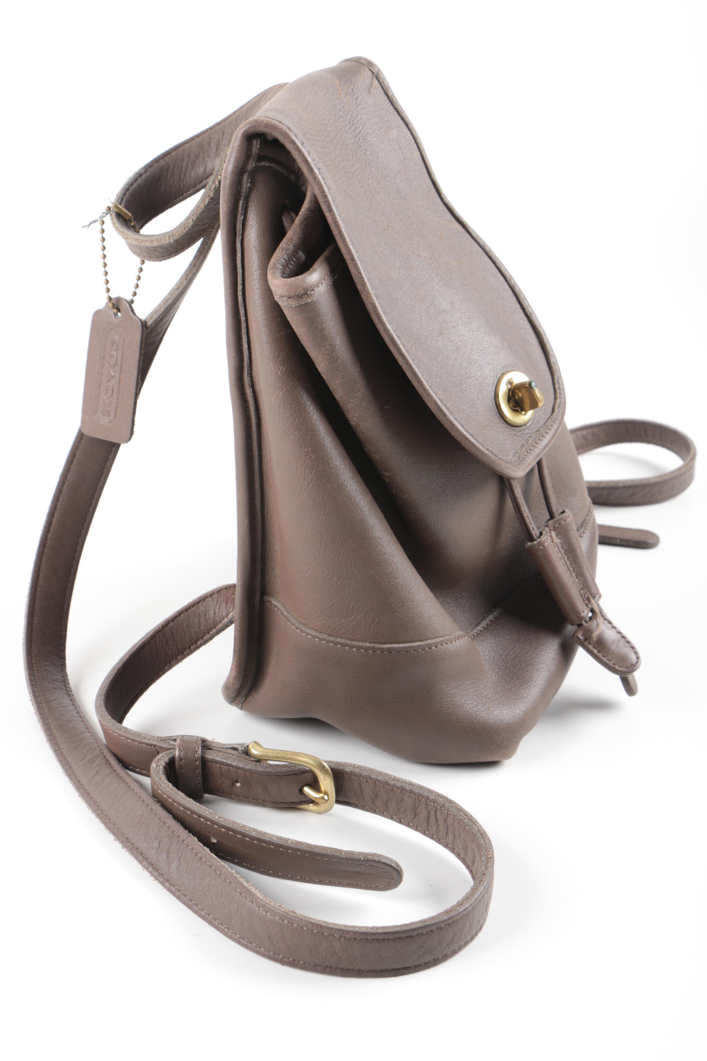 Coach Brown Leather Drawstring Backpack Purse