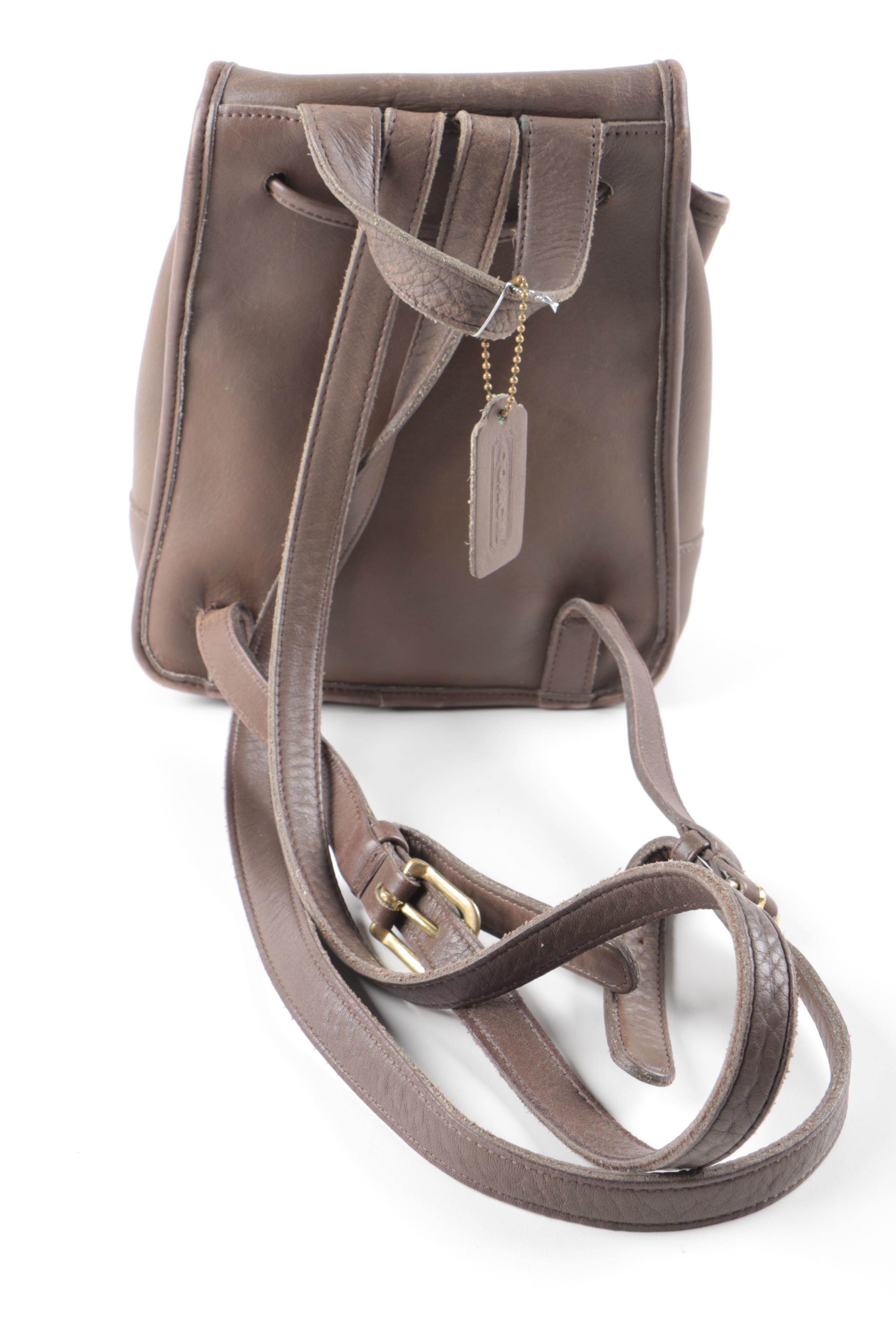 Coach Brown Leather Drawstring Backpack Purse