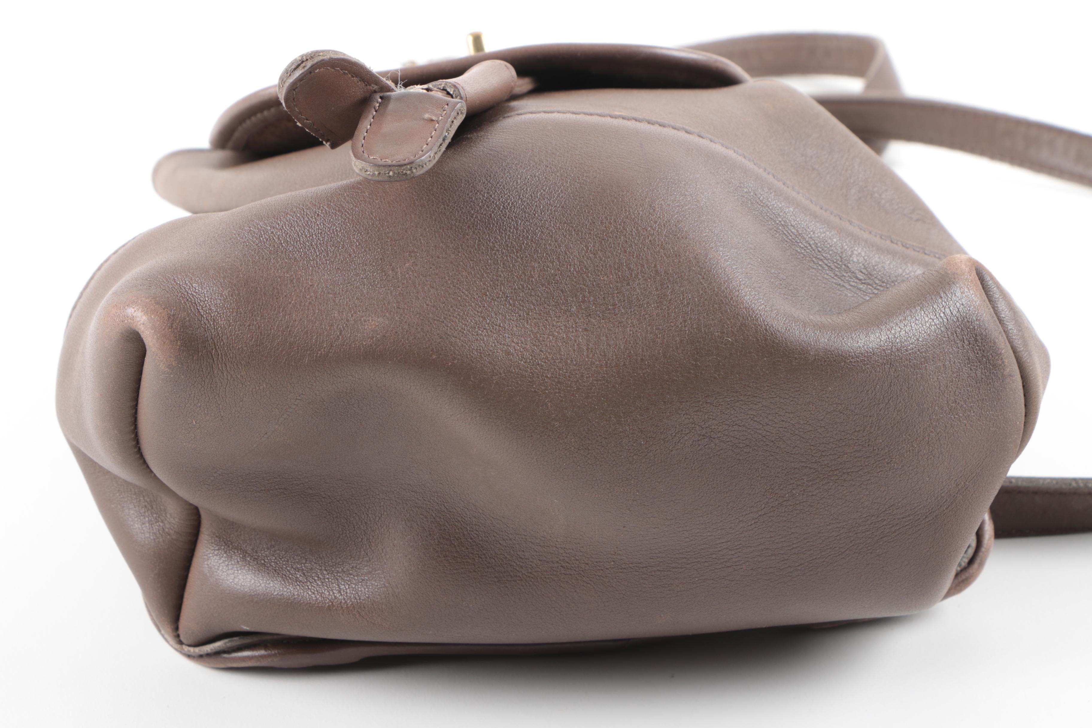 Coach Brown Leather Drawstring Backpack Purse