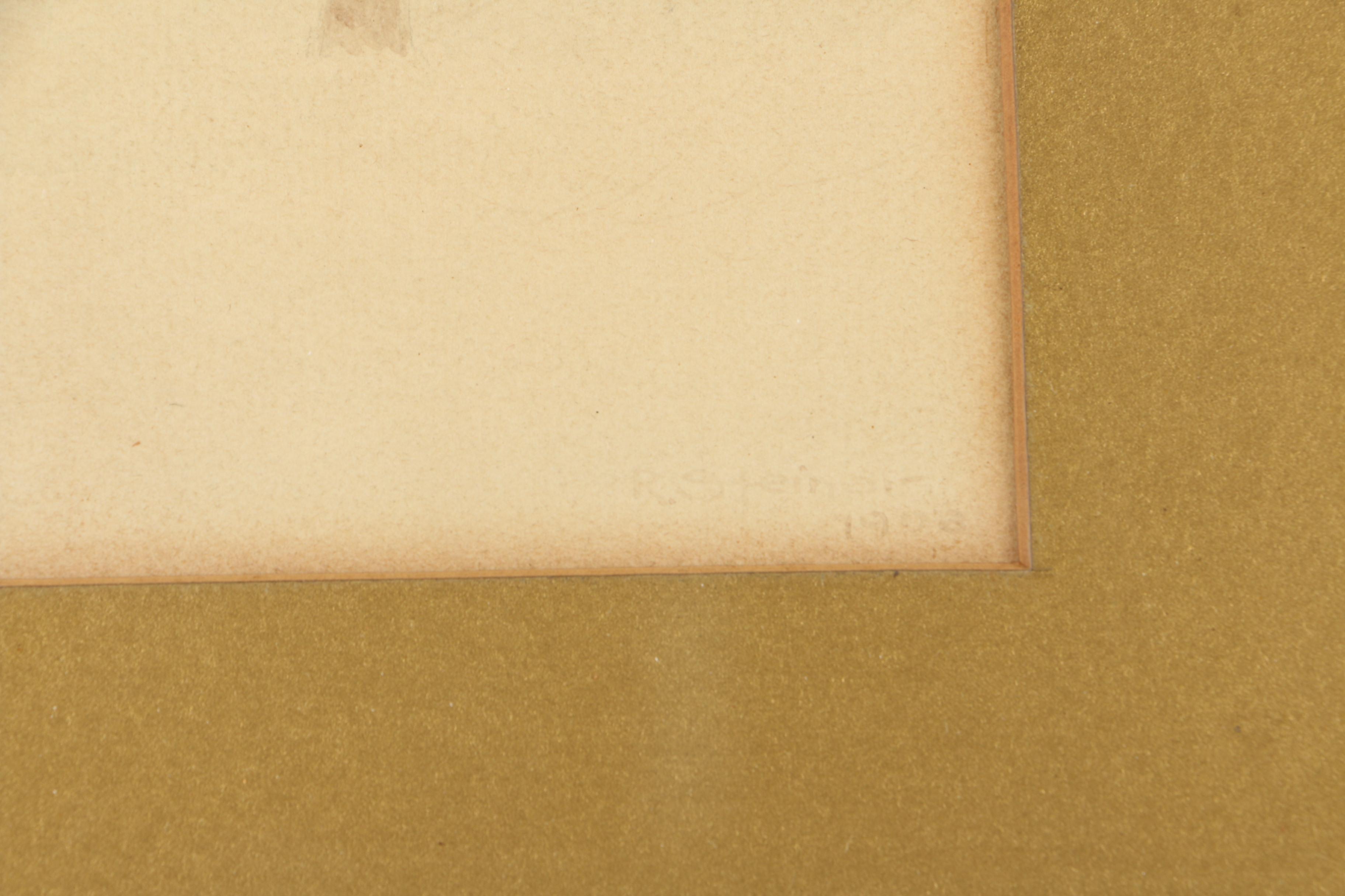 R. Steiner 1903 Watercolor Painting on Paper of Snow-Covered Forest at Night