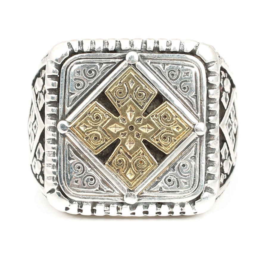 Konstantino Sterling Silver and 18K Yellow Gold Accent Ring