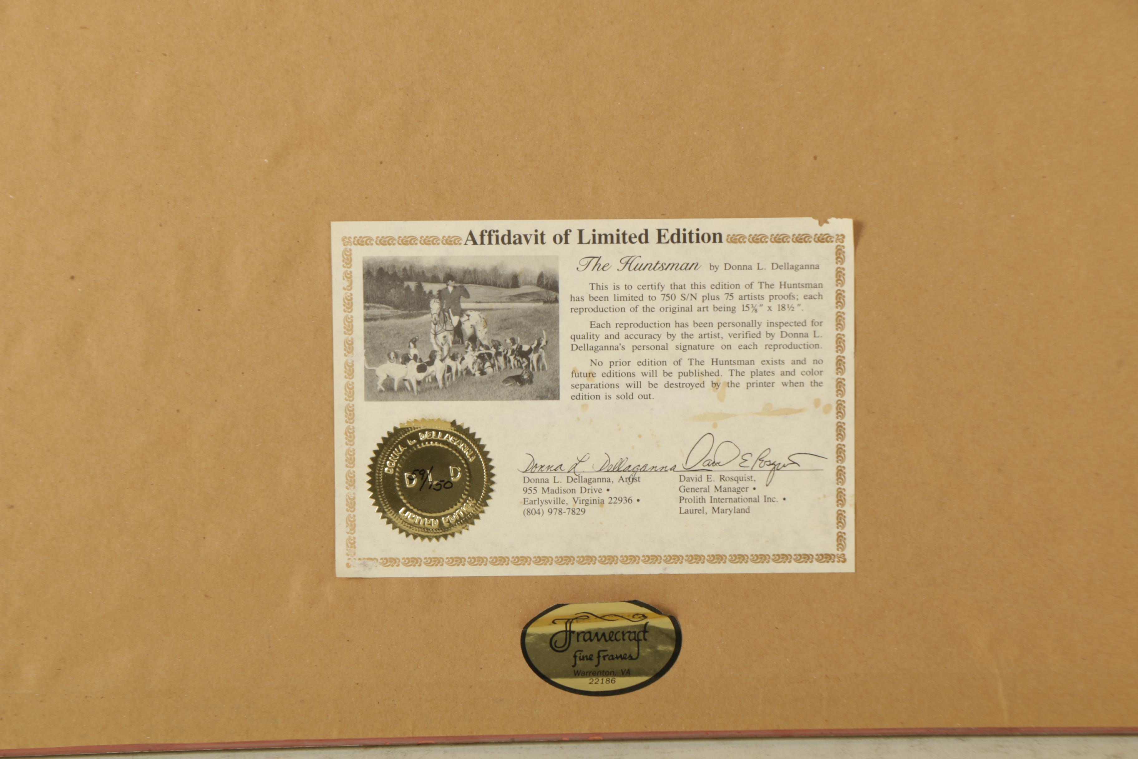 Donna L. Dellaganna Limited Edition Offset Lithograph "The Huntsman"