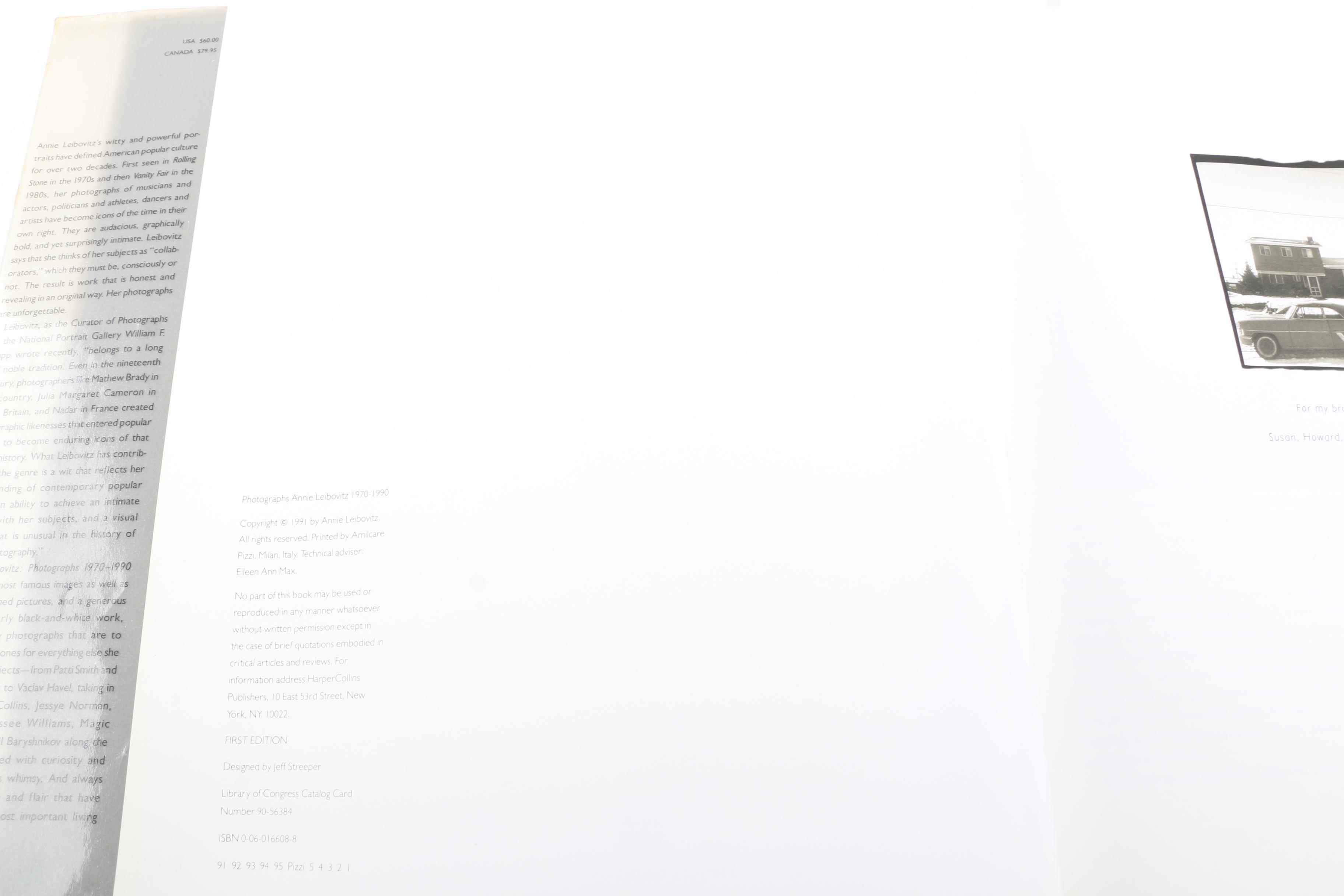 "Annie Leibovitz: Photographs, 1970-1990" First Edition