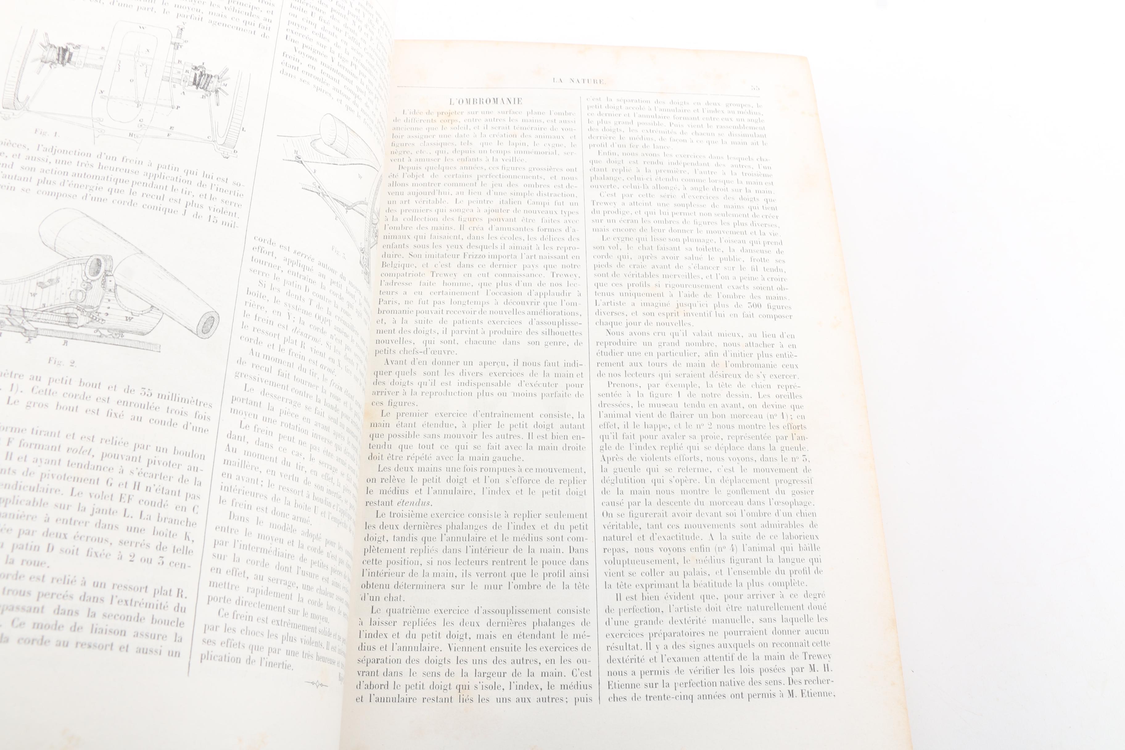 1884 and 1888 French-Language Science Magazine "La Nature" Bound Volumes