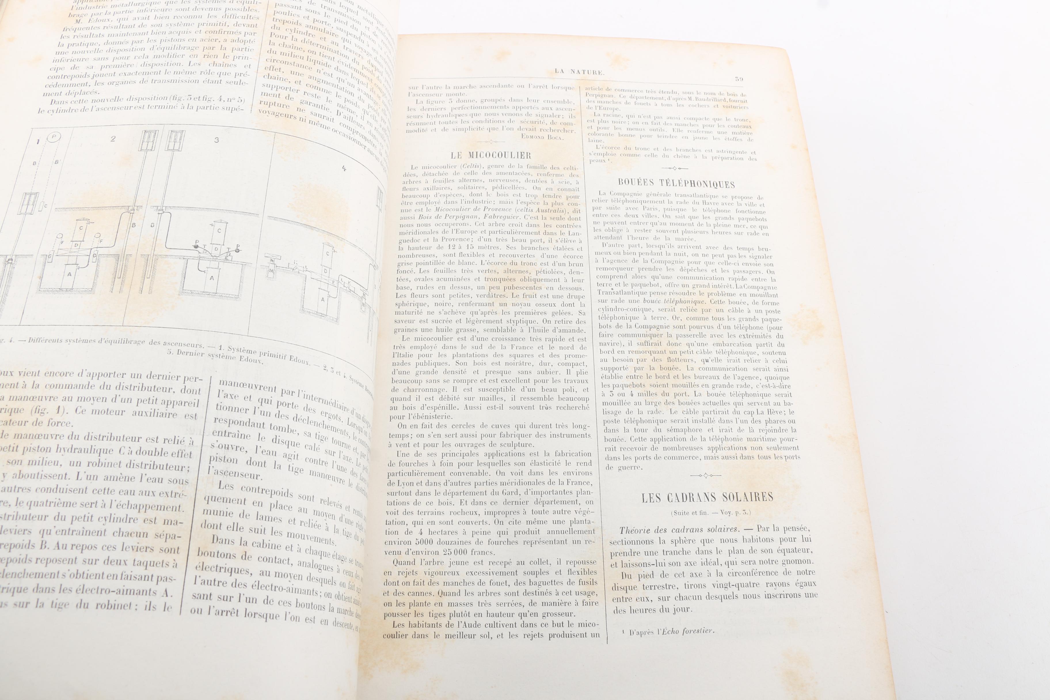 1884 and 1888 French-Language Science Magazine "La Nature" Bound Volumes