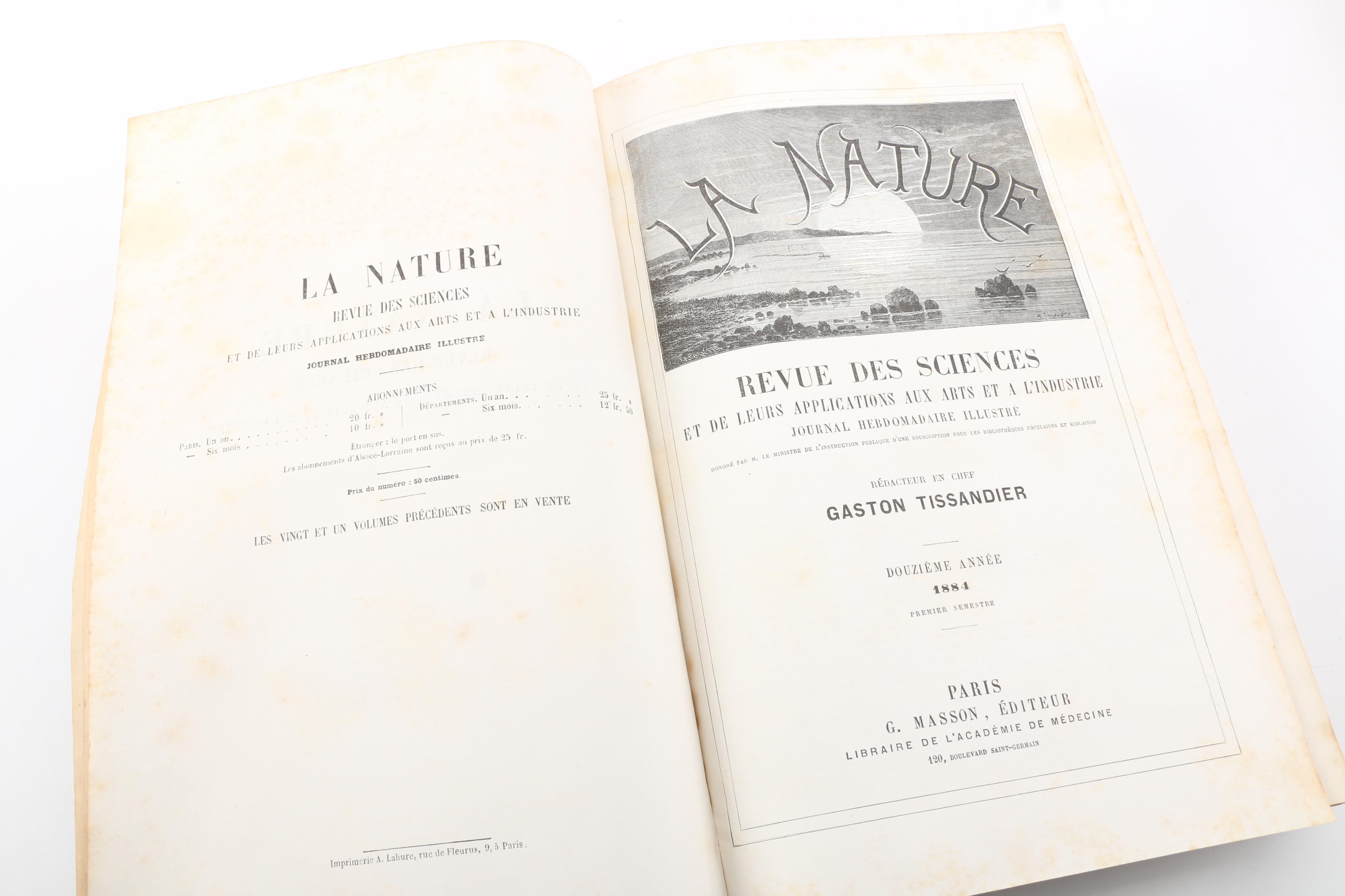 1884 and 1888 French-Language Science Magazine "La Nature" Bound Volumes