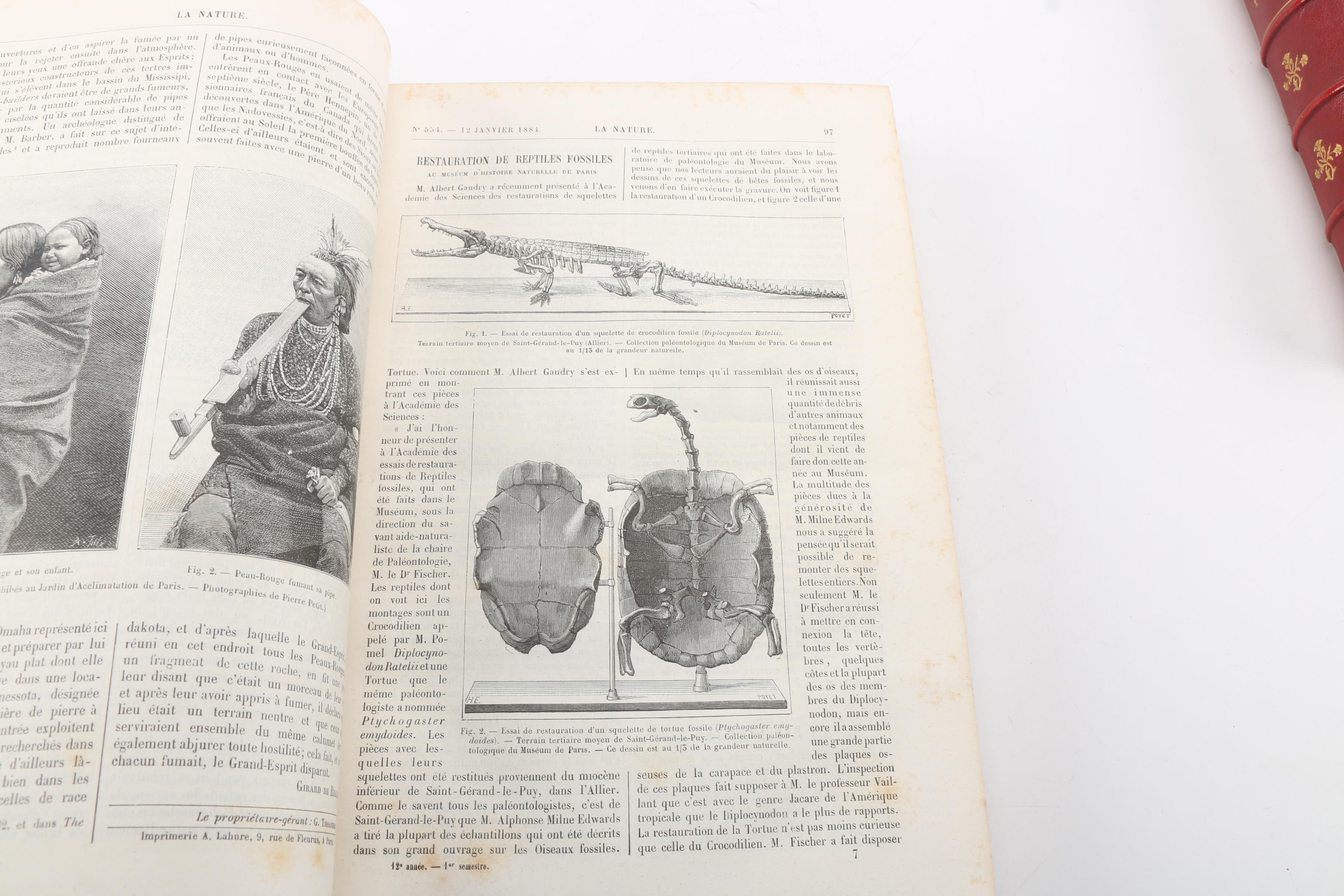 1884 and 1888 French-Language Science Magazine "La Nature" Bound Volumes