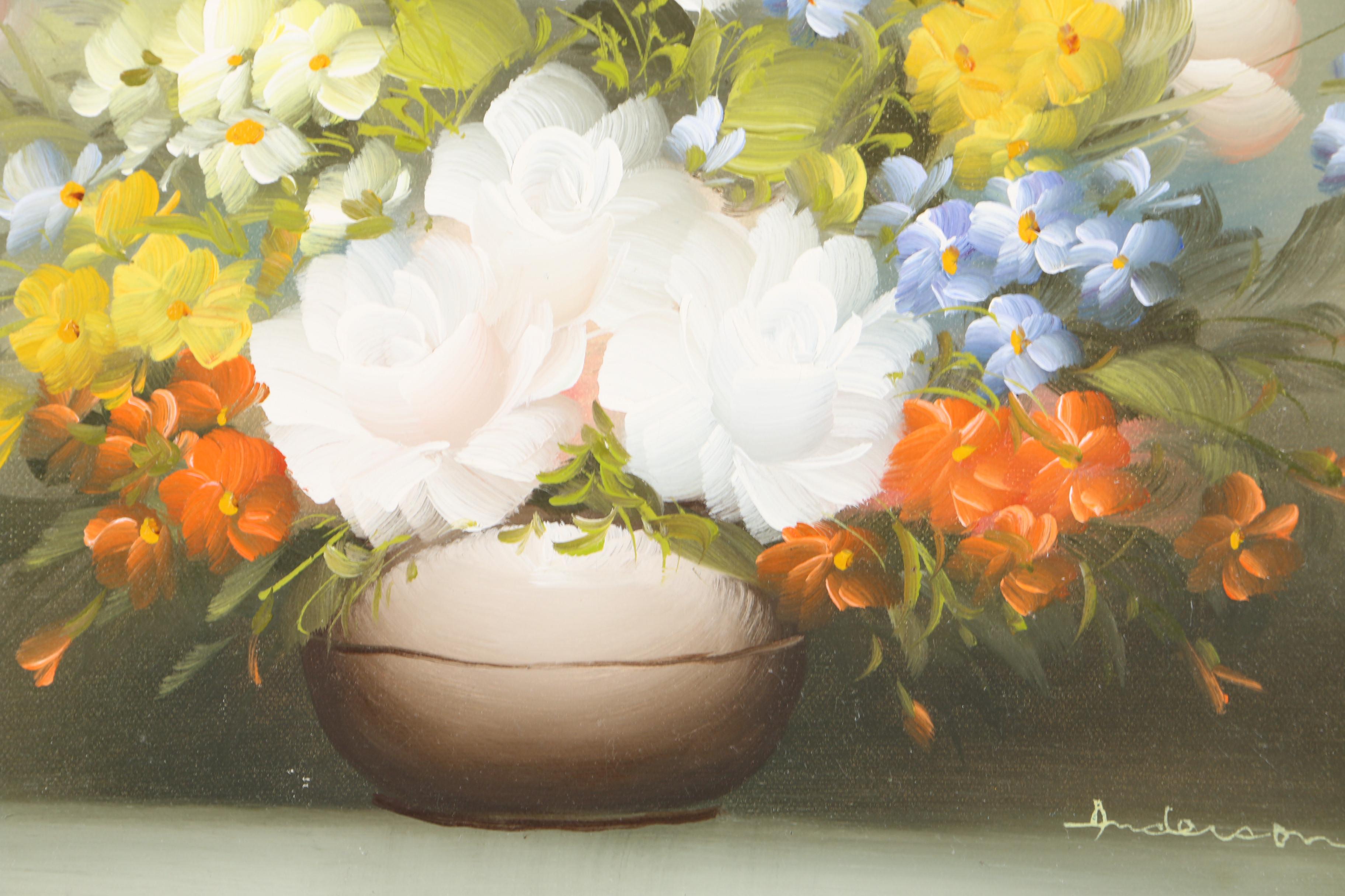 Two Signed Oil Paintings on Canvas of Floral Still Lifes