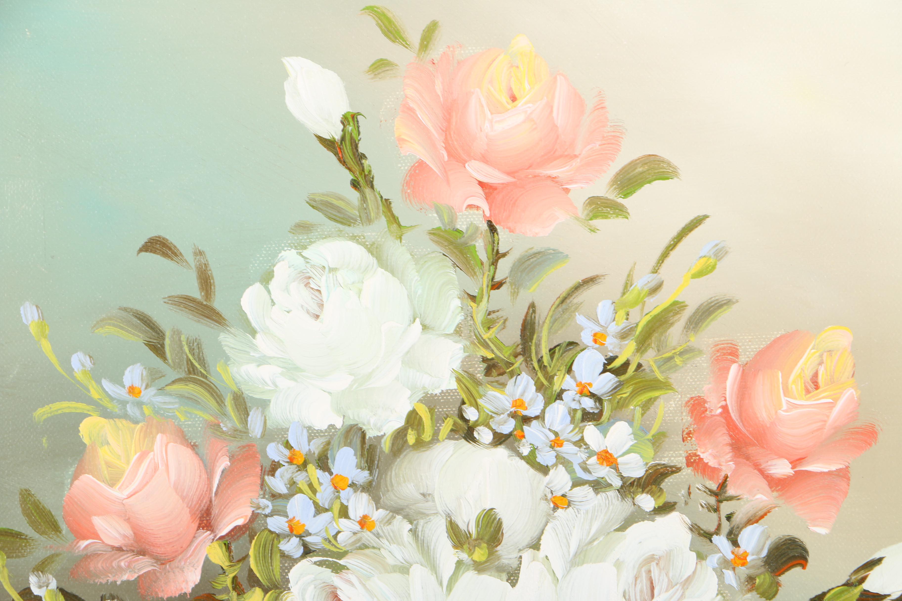 Two Signed Oil Paintings on Canvas of Floral Still Lifes