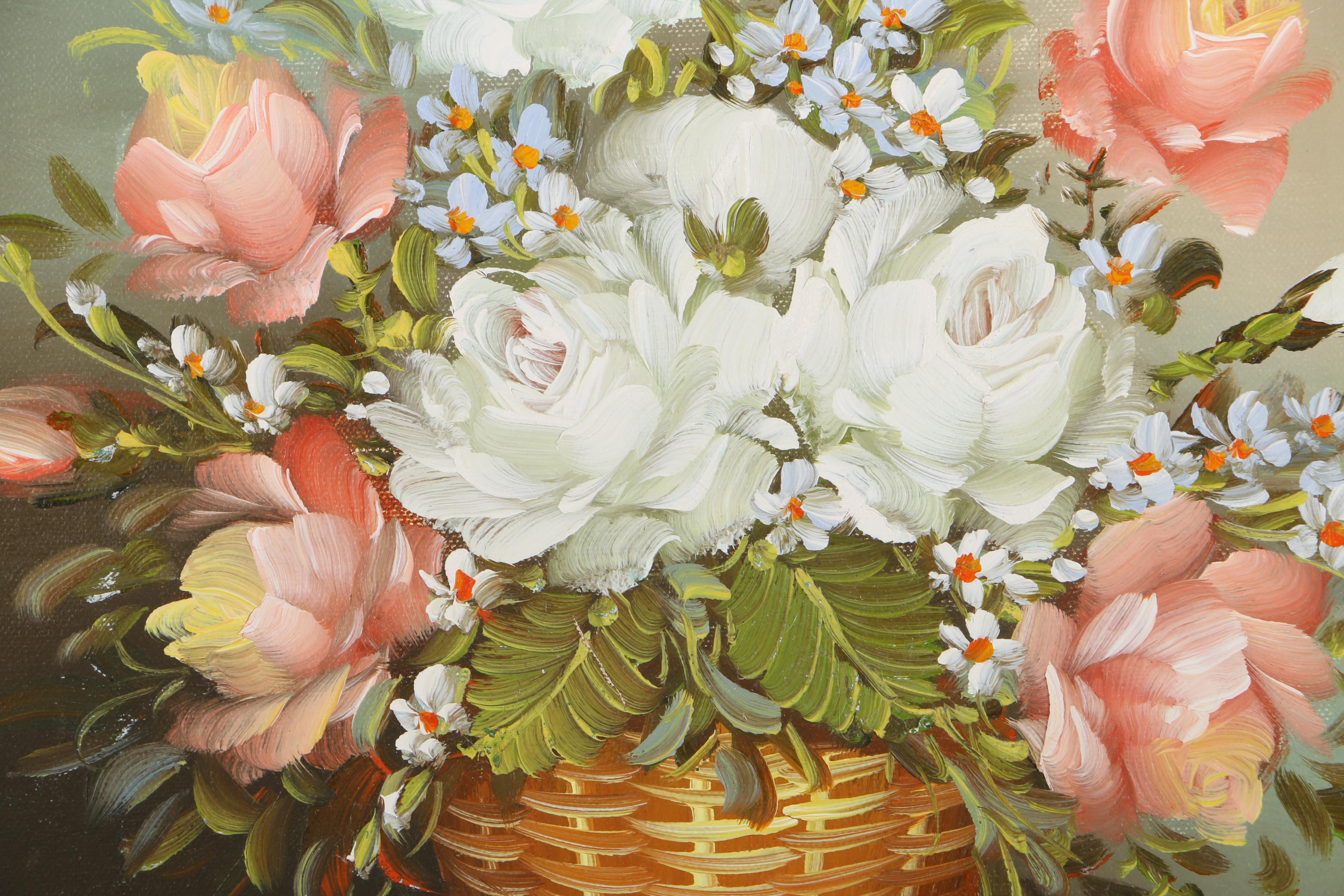 Two Signed Oil Paintings on Canvas of Floral Still Lifes