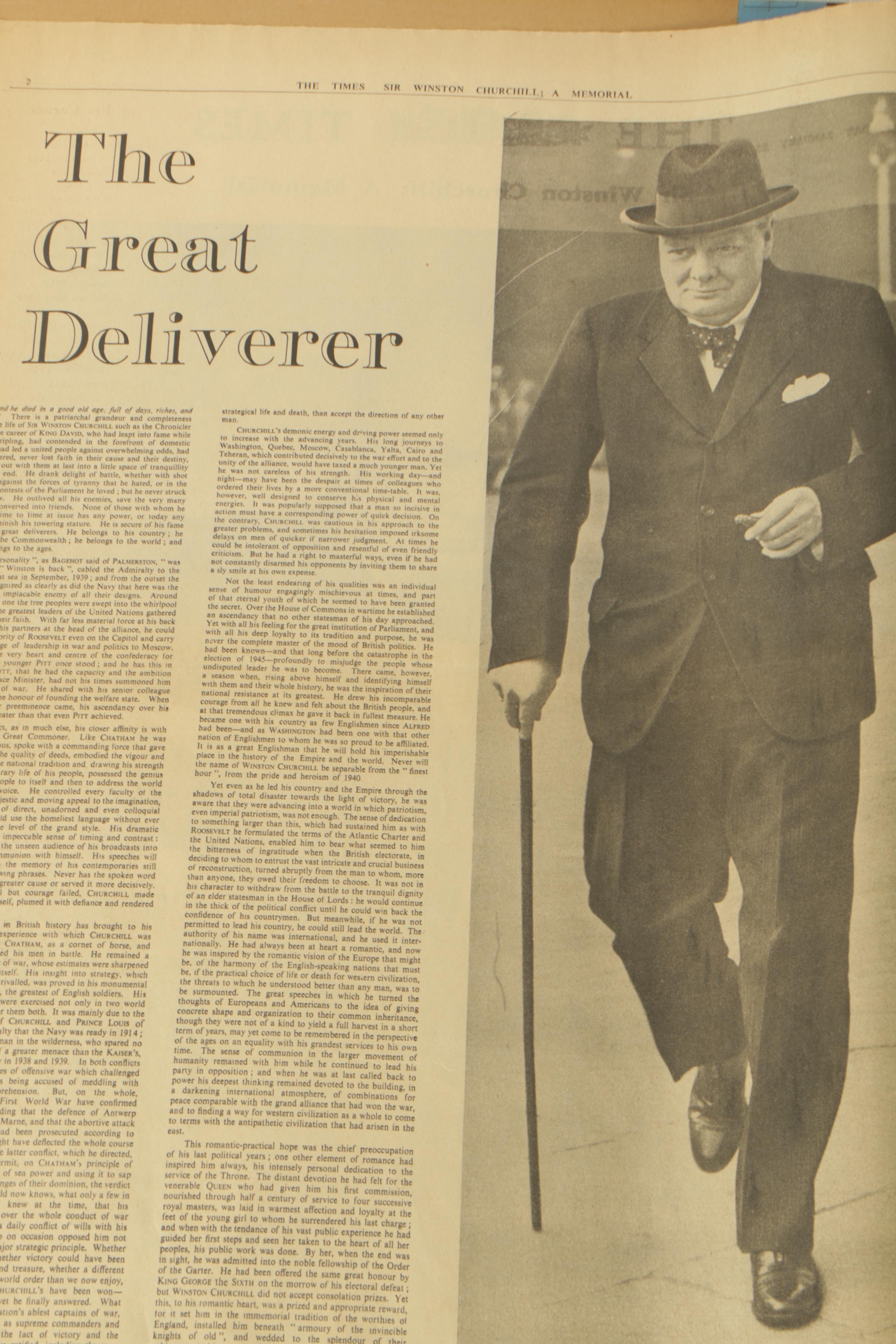 Vintage Bound Copy of "The Times" of London Commemorating The Life of Churchill