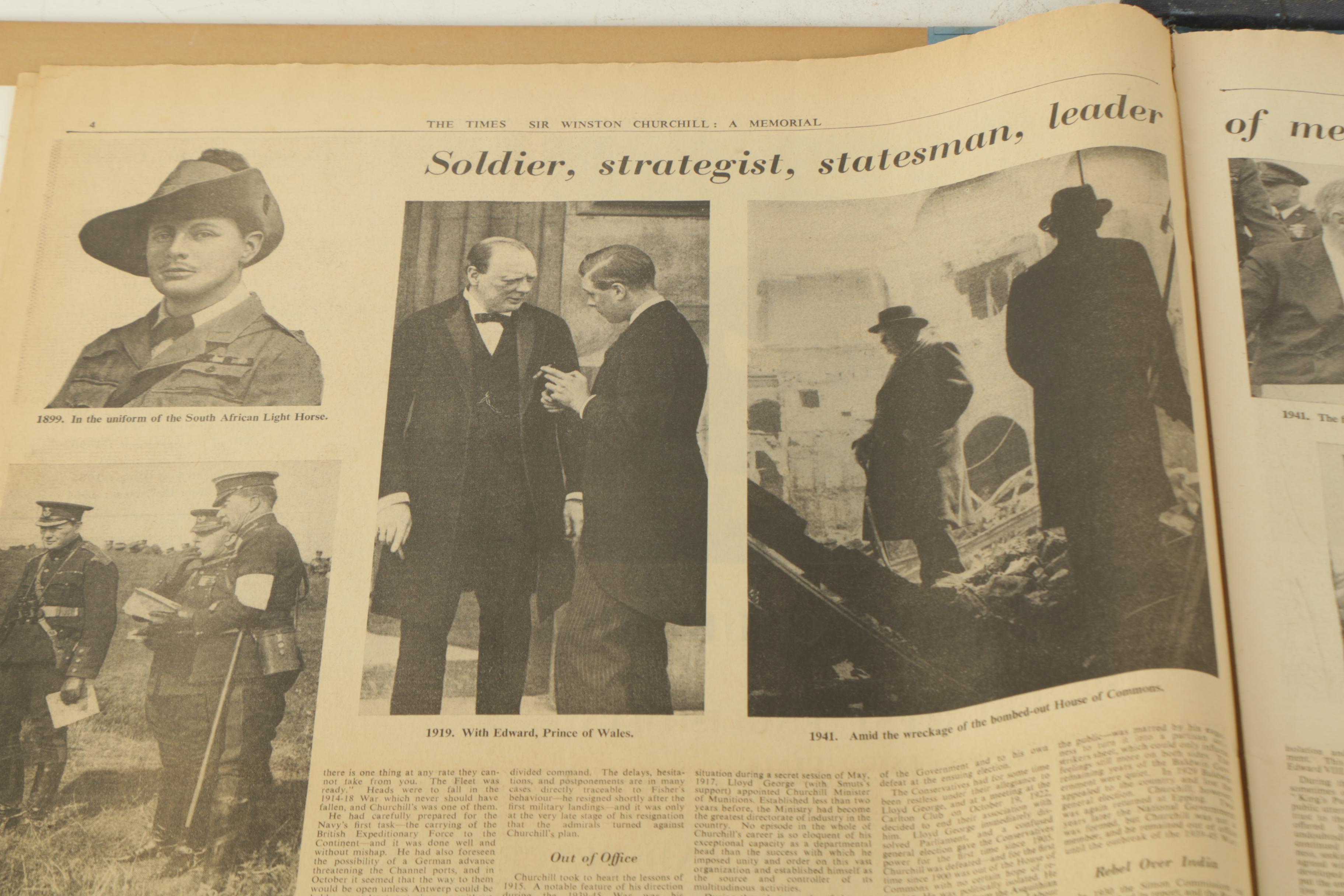 Vintage Bound Copy of "The Times" of London Commemorating The Life of Churchill