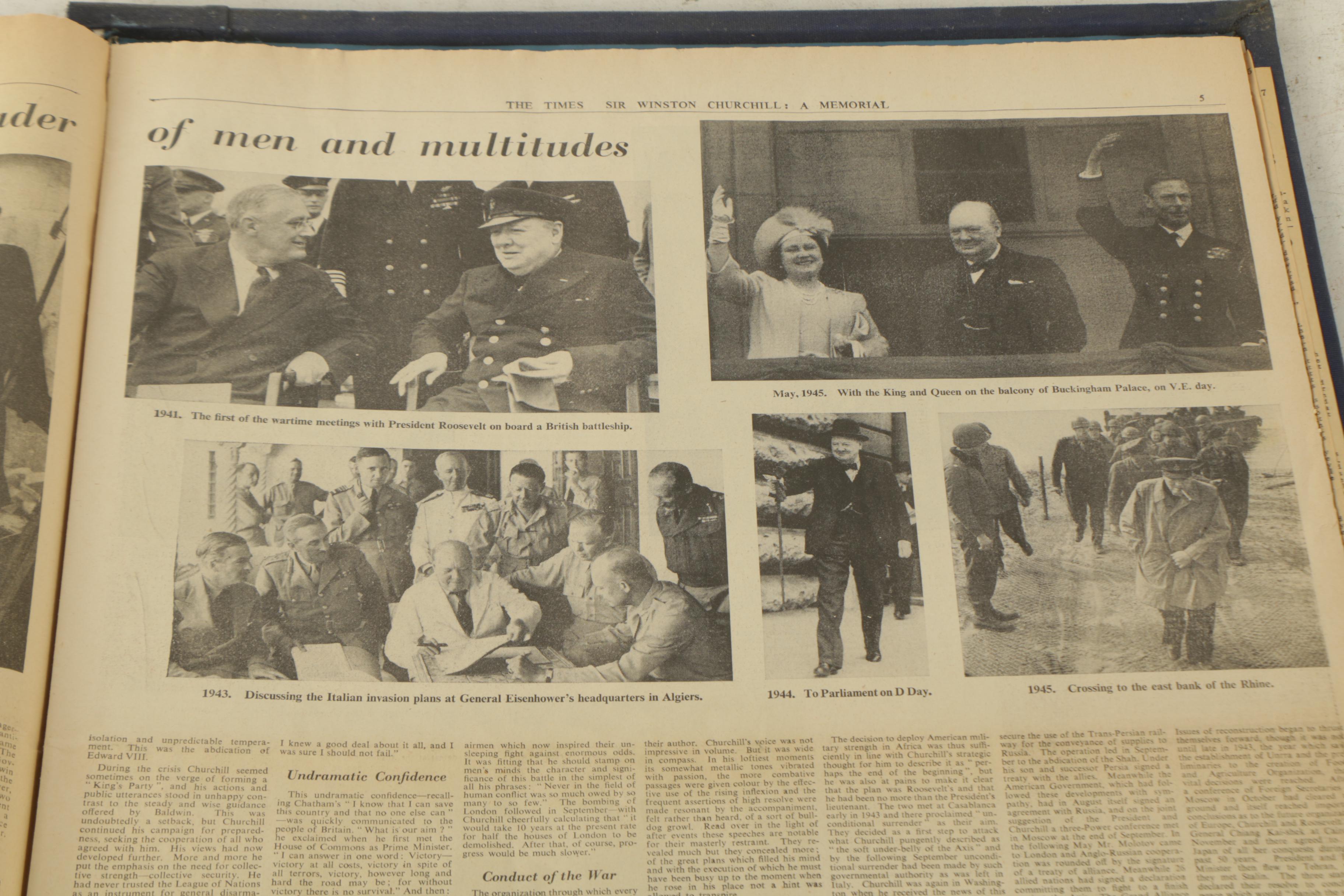 Vintage Bound Copy of "The Times" of London Commemorating The Life of Churchill