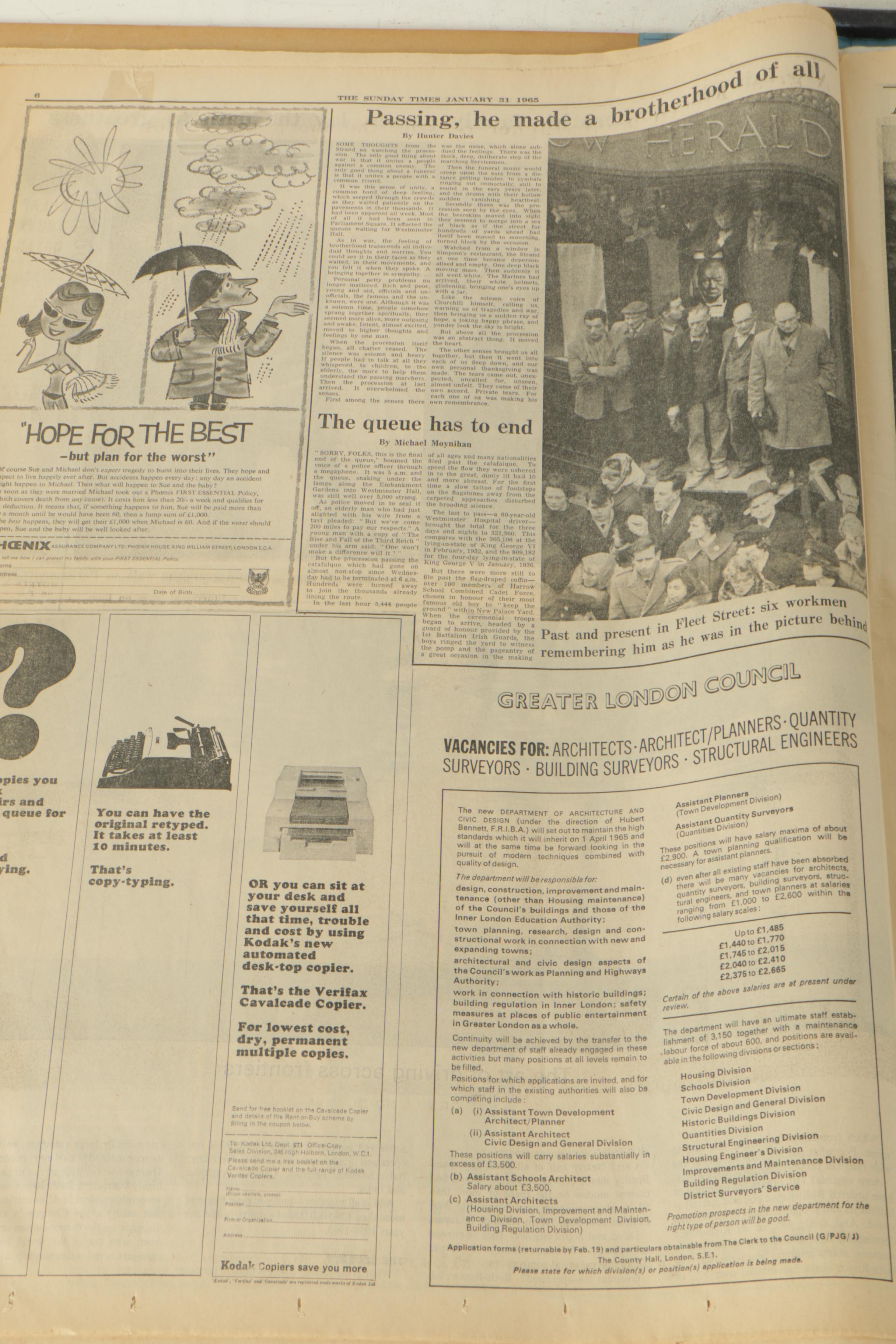 Vintage Bound Copy of "The Times" of London Commemorating The Life of Churchill