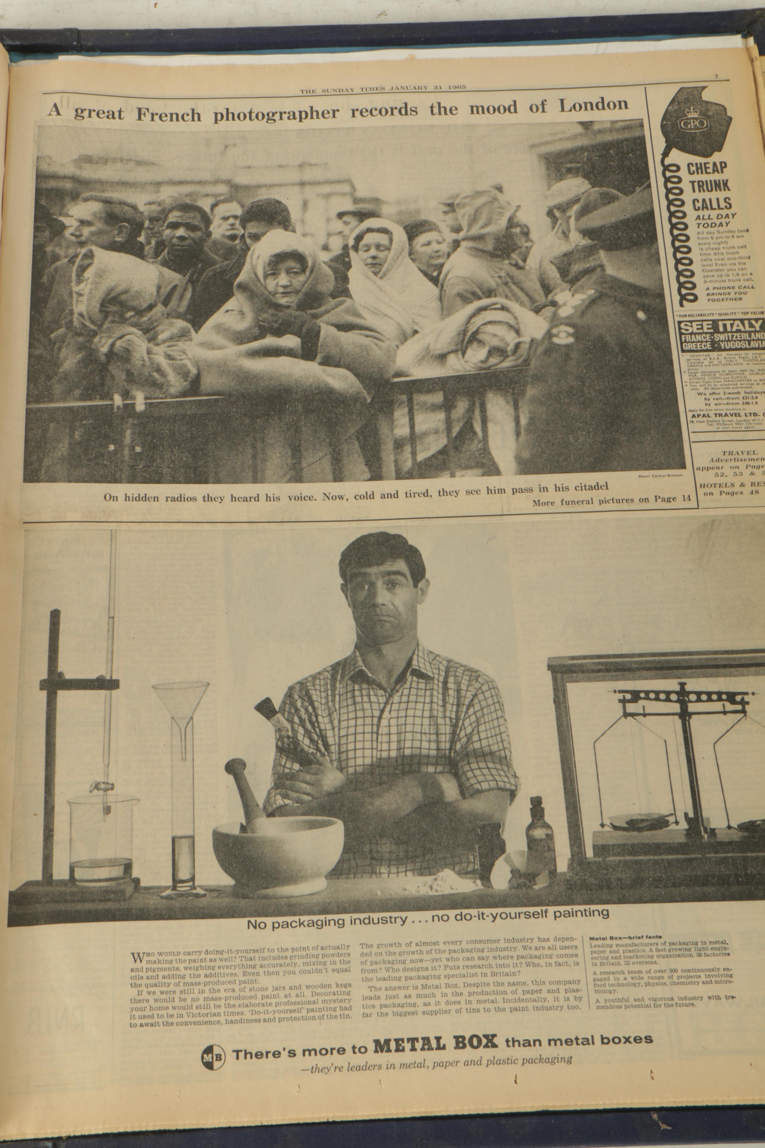 Vintage Bound Copy of "The Times" of London Commemorating The Life of Churchill