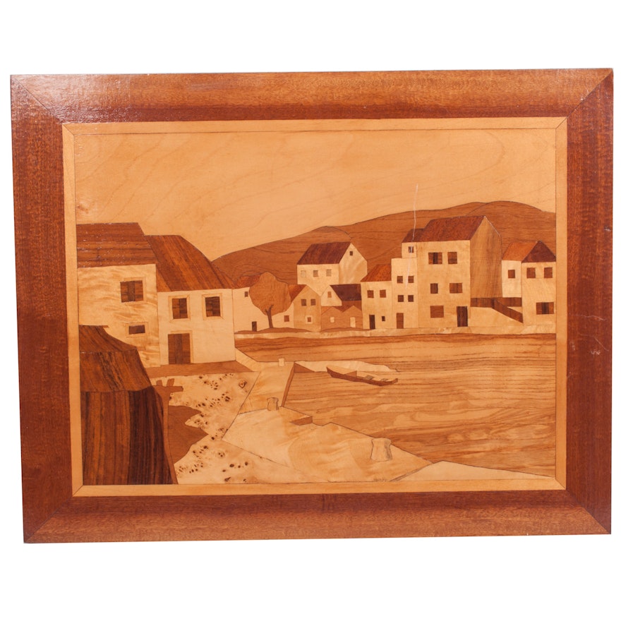 Framed Intarsia Landscape