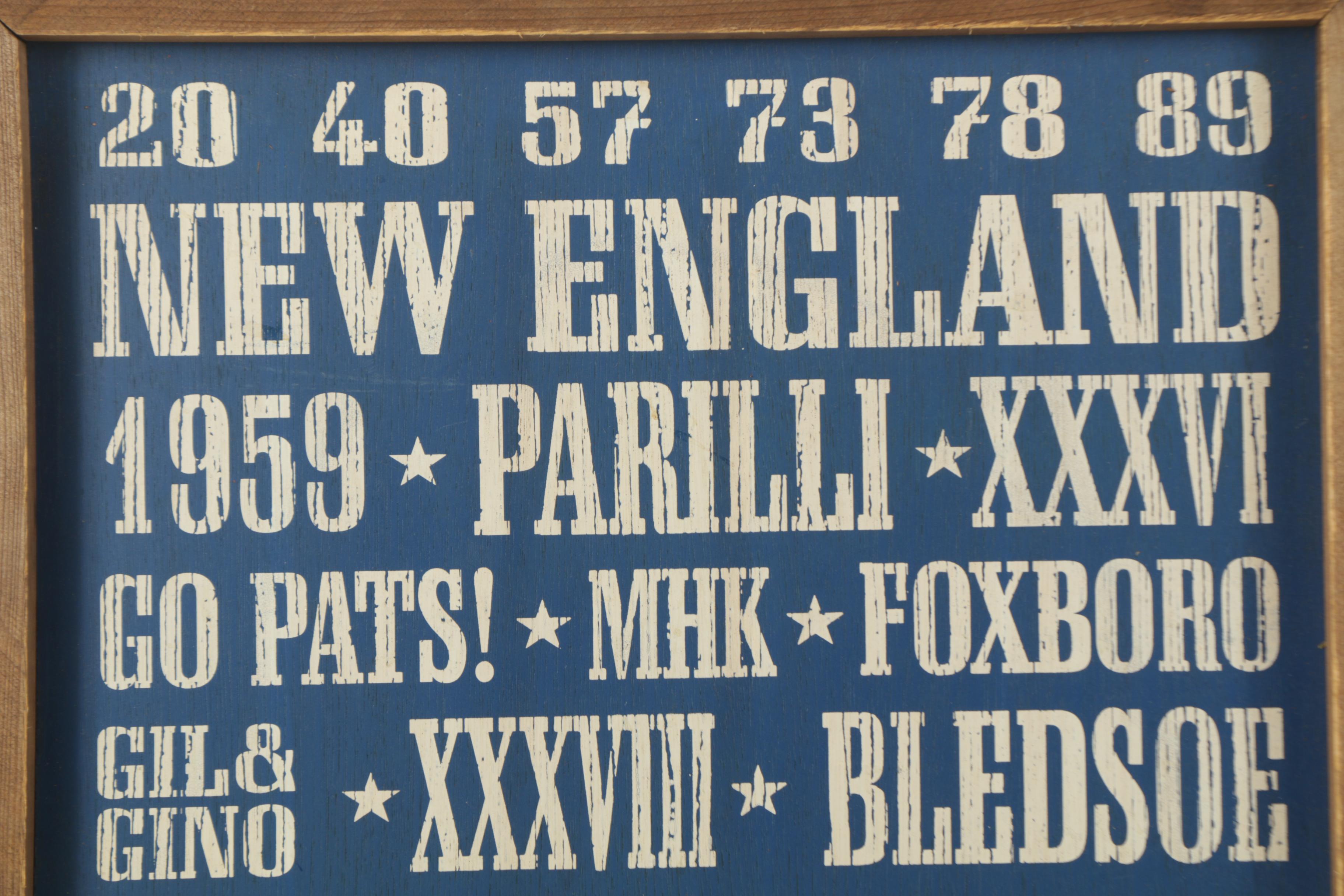 NFL New England Patriots Themed Woodblock Print on Wood