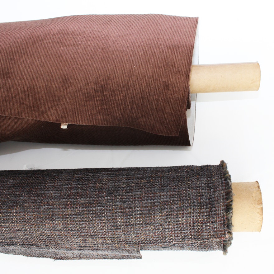 Brown and Gray Upholstery Fabric Bolts