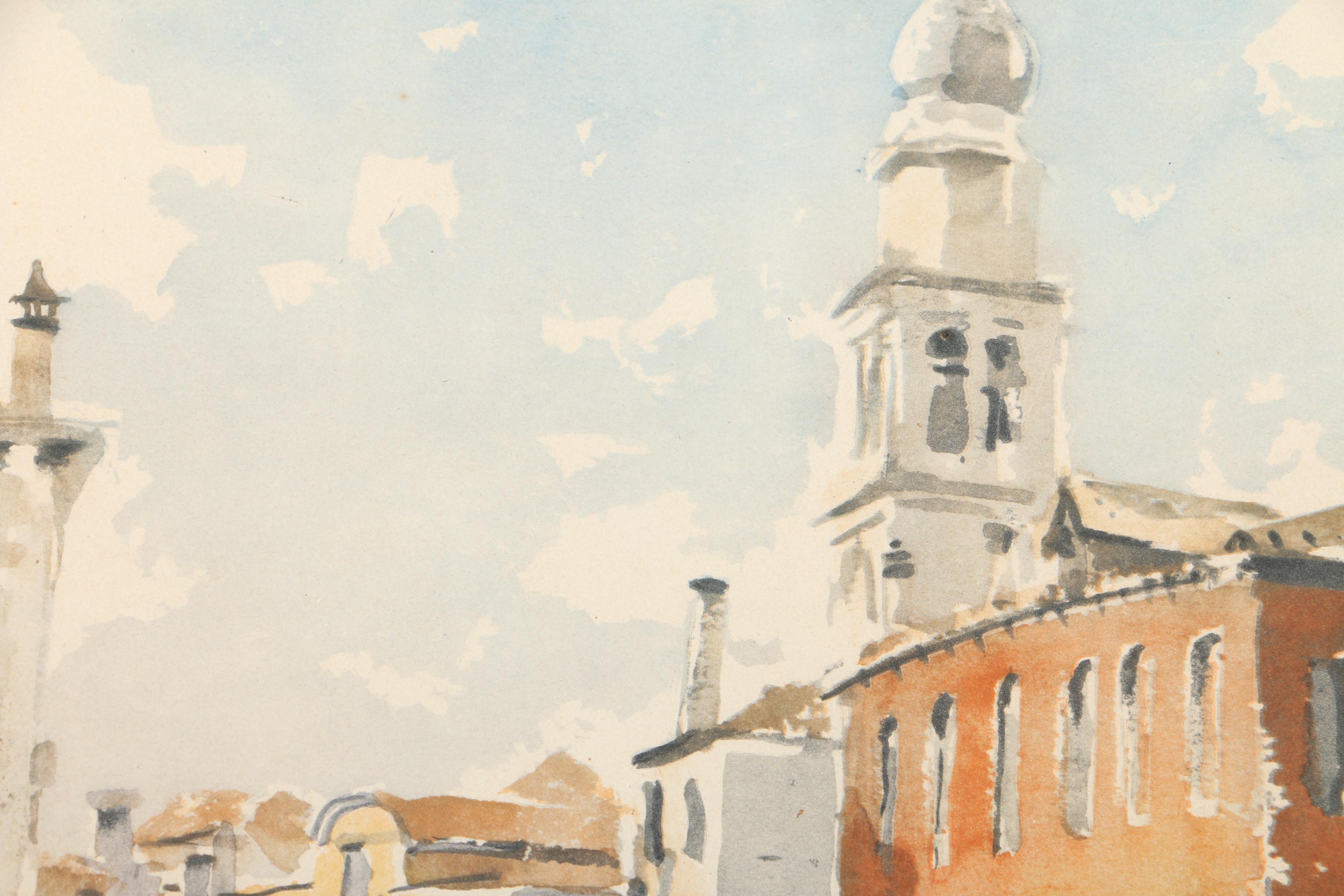 Roger Hebbelinck Limited Edition Lithograph "Venezia, Canale dei Santi Apostoli"