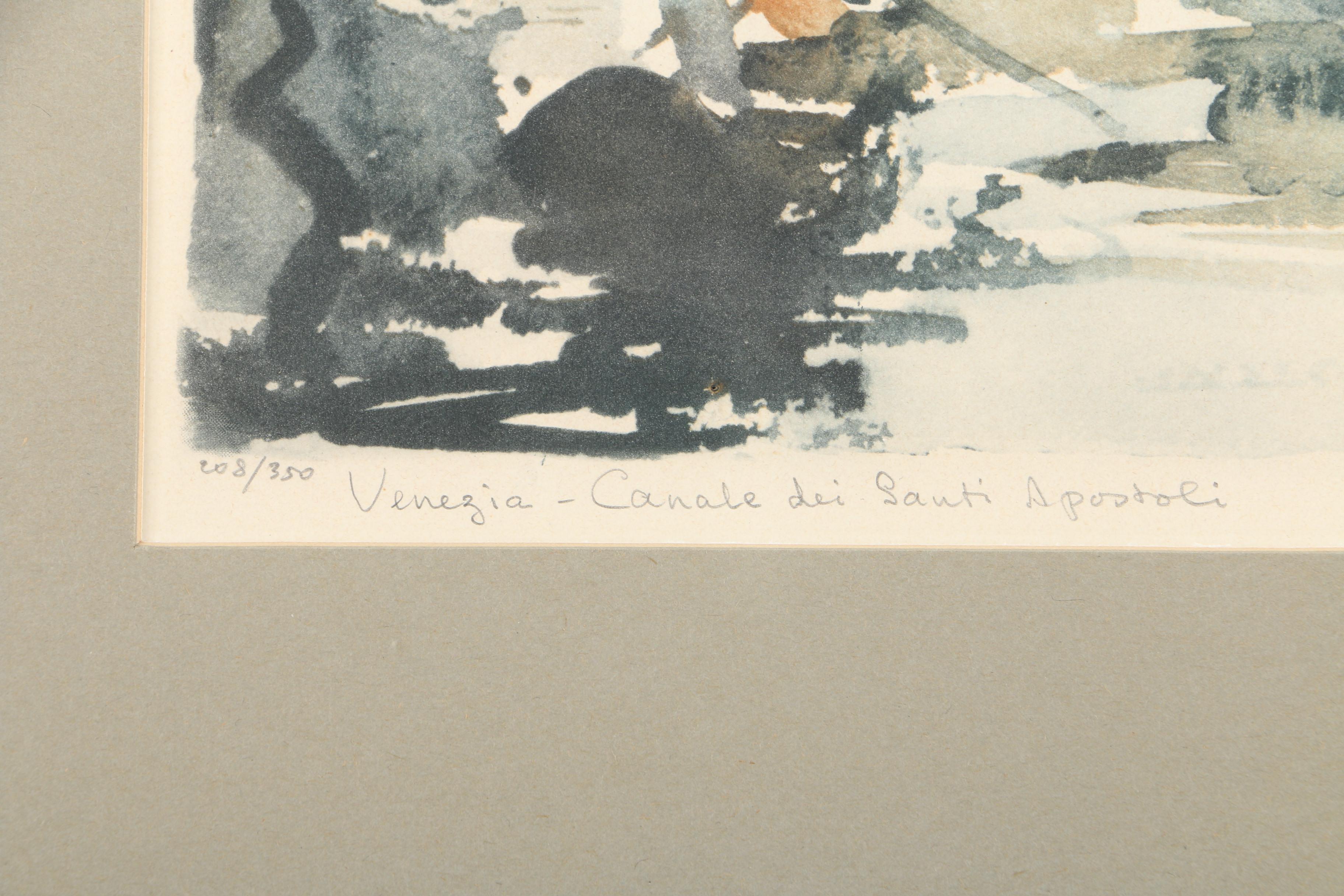Roger Hebbelinck Limited Edition Lithograph "Venezia, Canale dei Santi Apostoli"