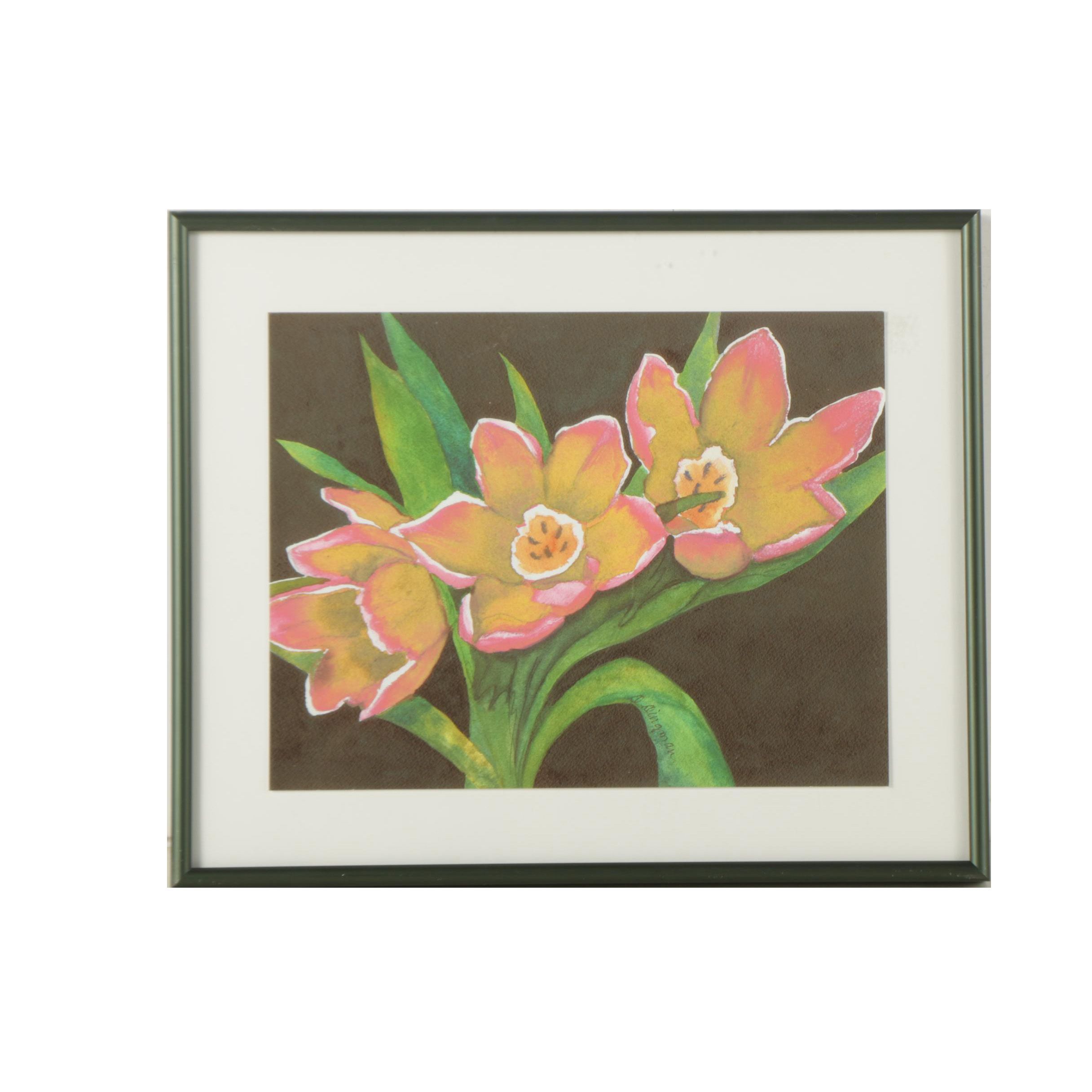 Giclee on Paper After Donora Dingman "Red Tulips"