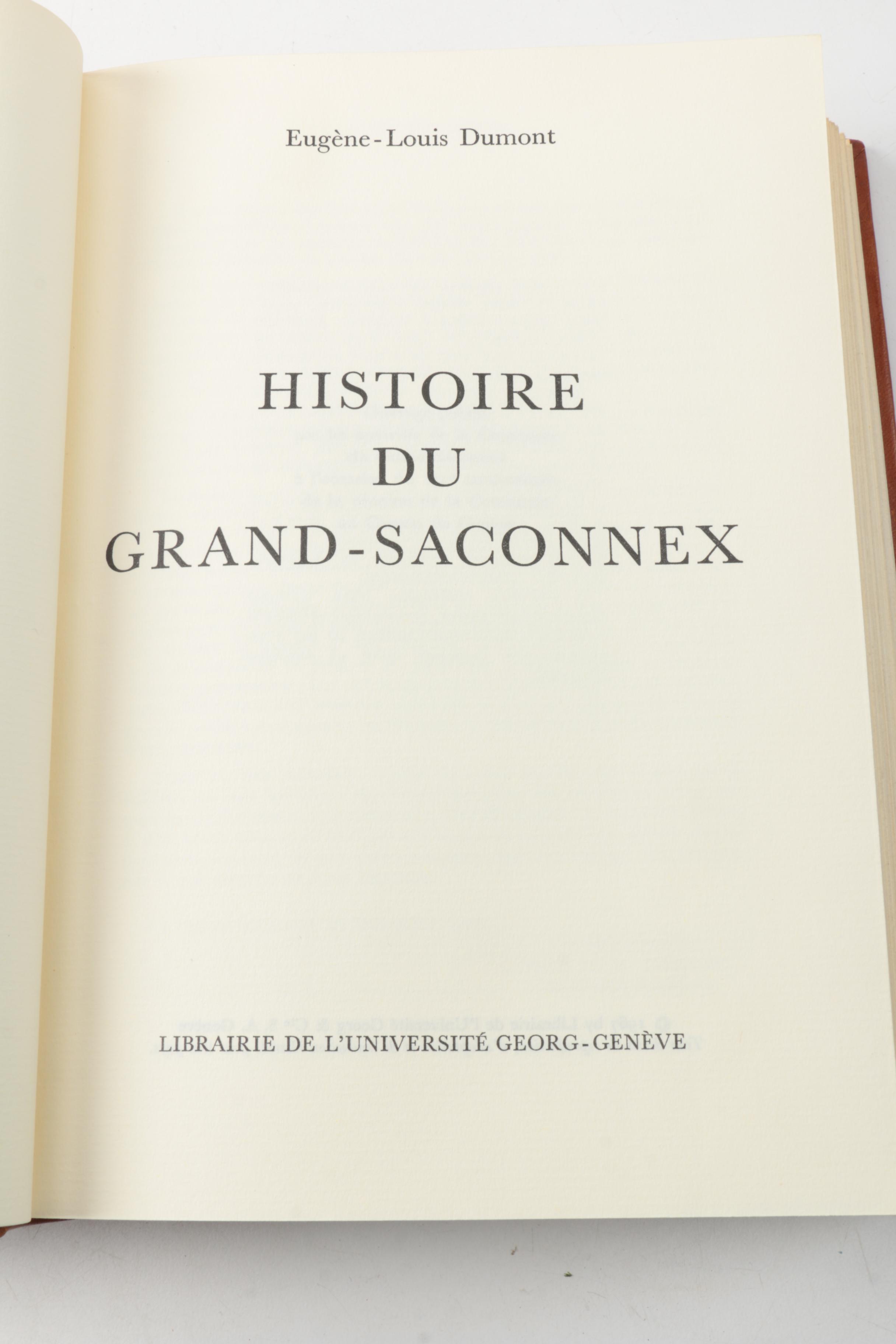 Eugène-Louis Dumont Signed "Histoire du Grand-Saconnex" and Other French Books