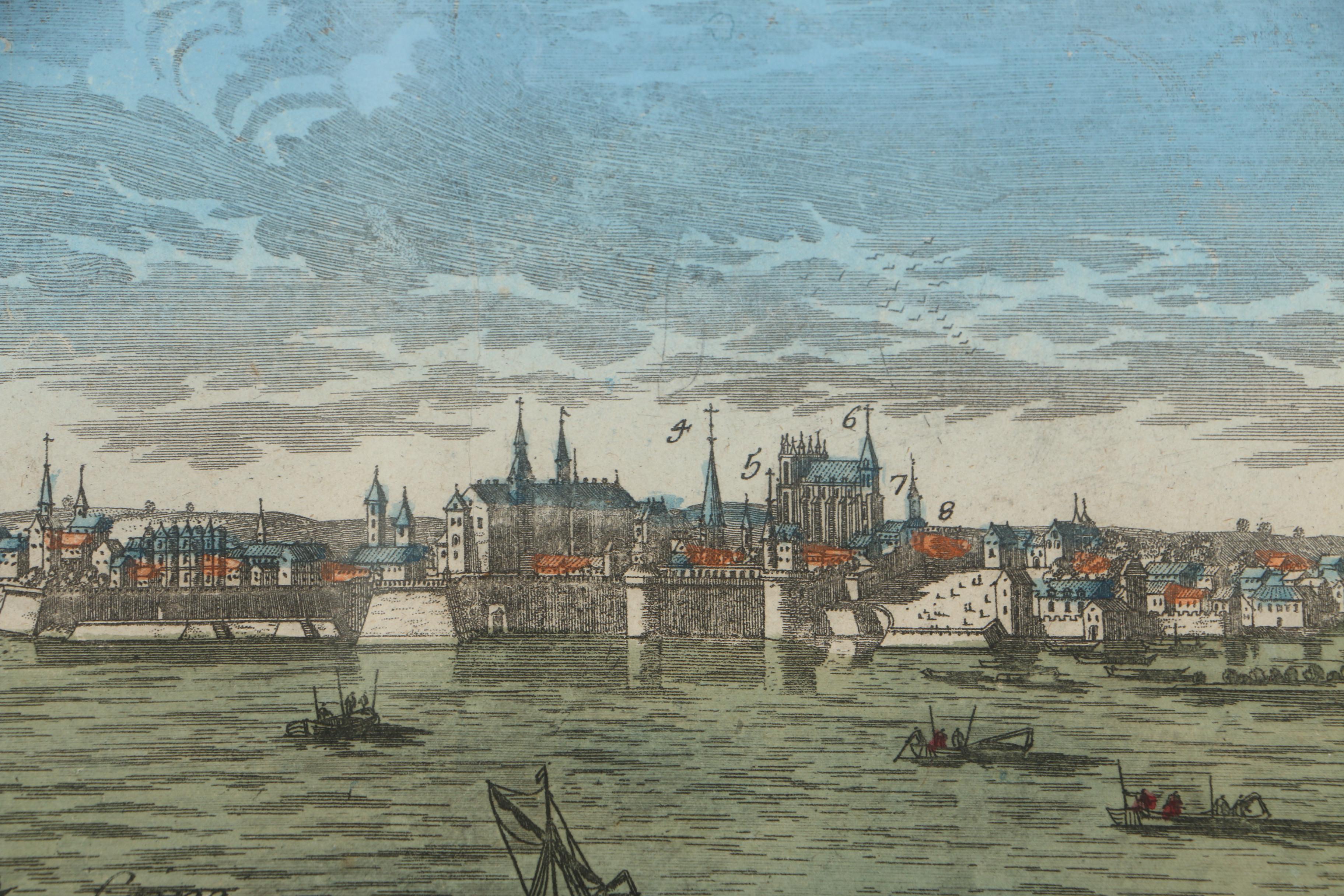 Hand-Colored Lithograph on Paper After Antique Etching of Nantes, France