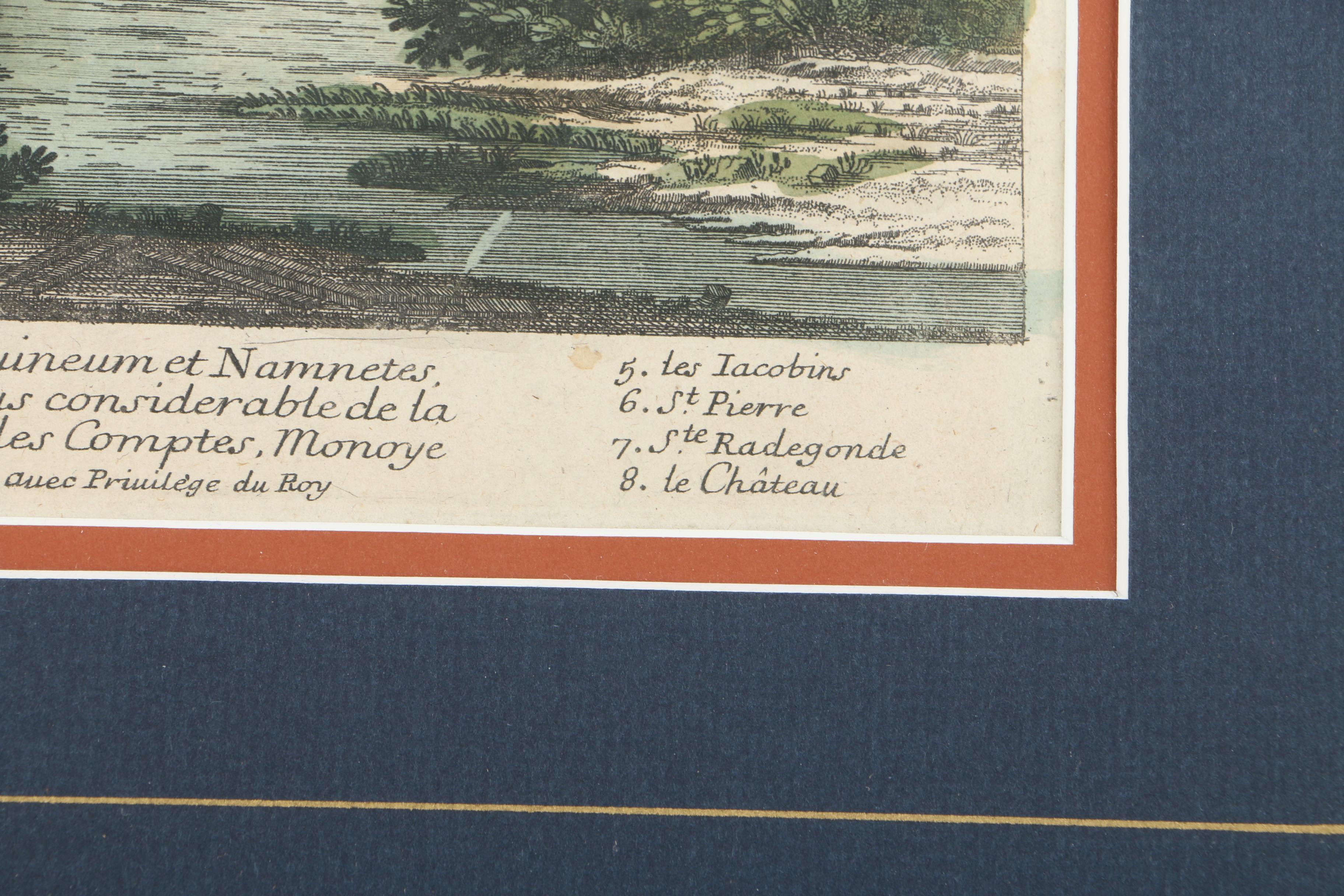 Hand-Colored Lithograph on Paper After Antique Etching of Nantes, France