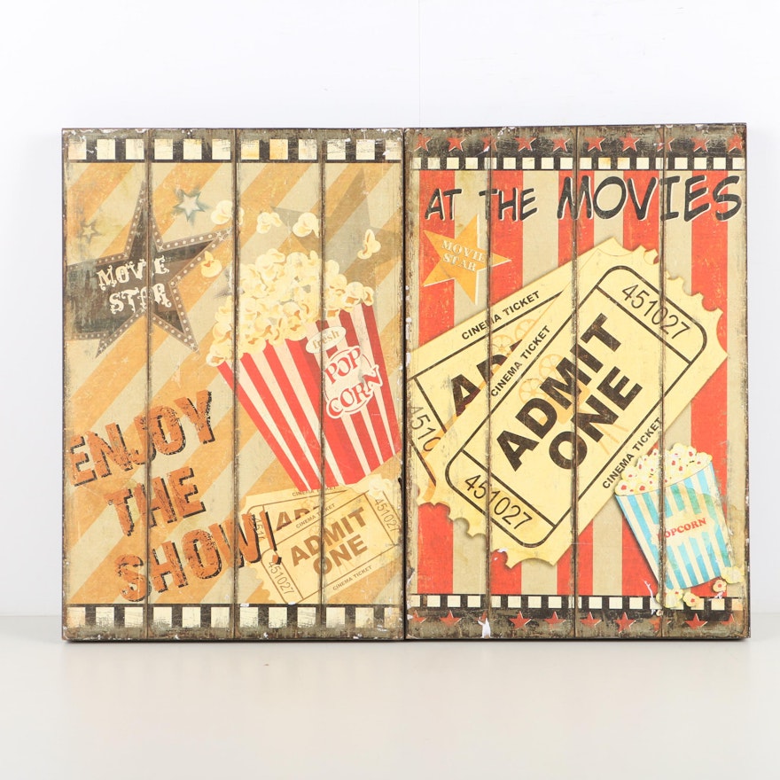 Pair of Giclée Prints on Paper with Movie Theater Themes