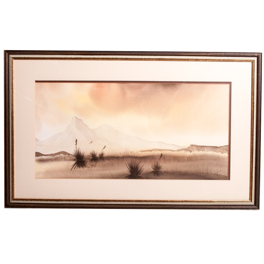 Jack Dietrich Watercolor Painting on Paper "Yucca Land"