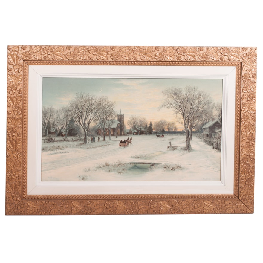 W. C. Bauer Lithograph on Paper "Christmas Eve"