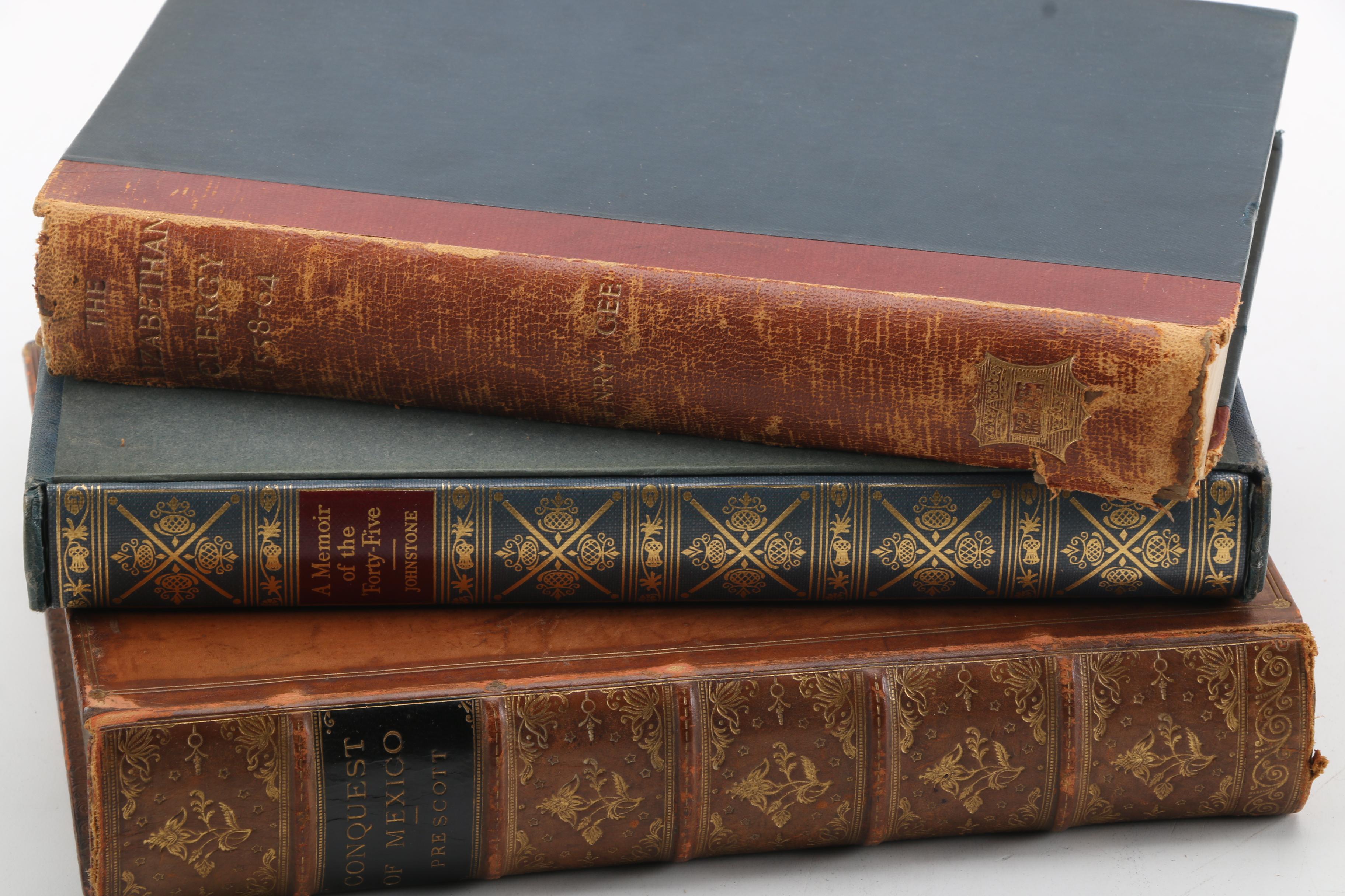 Assorted History Books Including 1892 "History of the Conquest of Mexico"