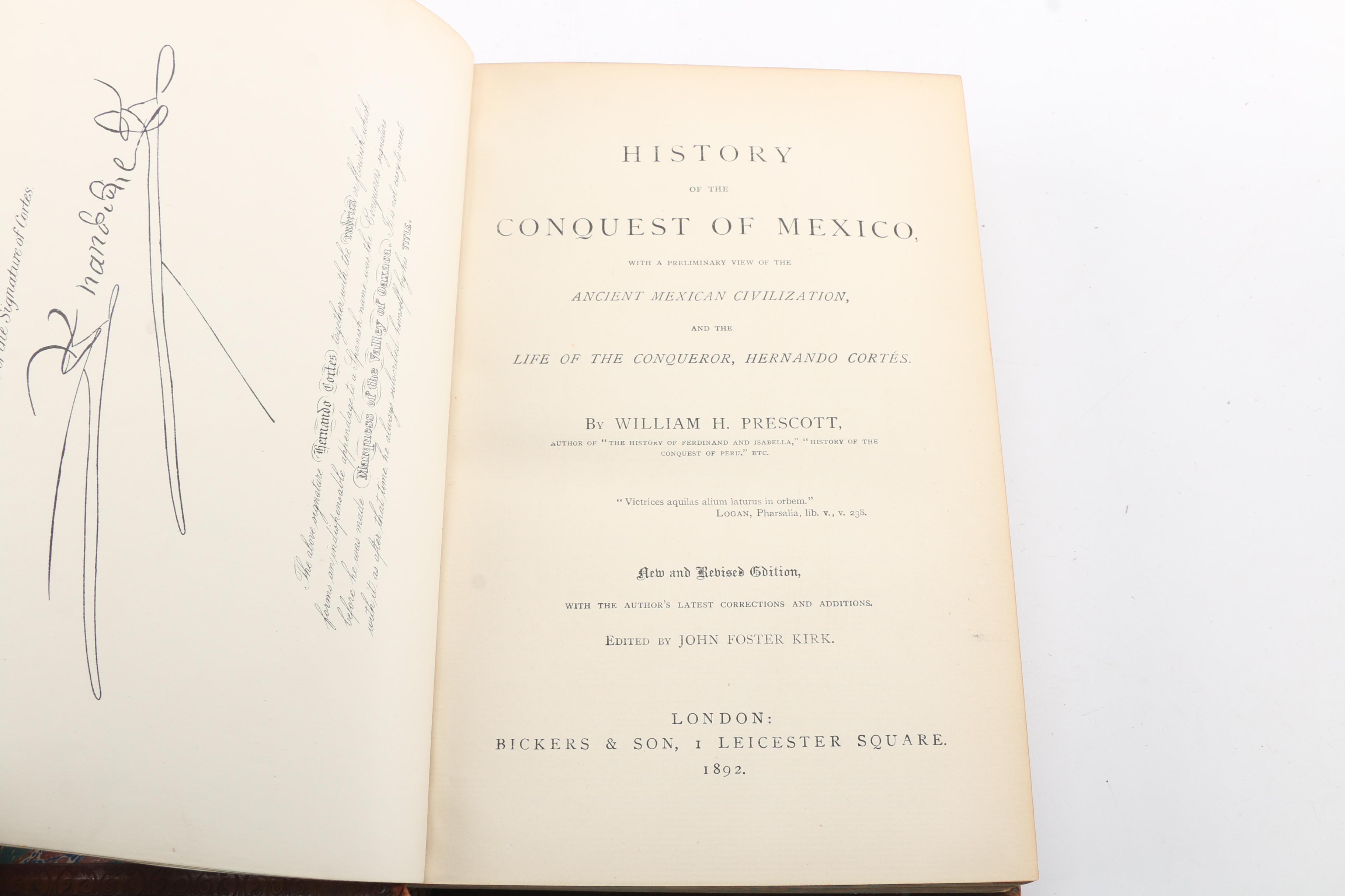 Assorted History Books Including 1892 "History of the Conquest of Mexico"