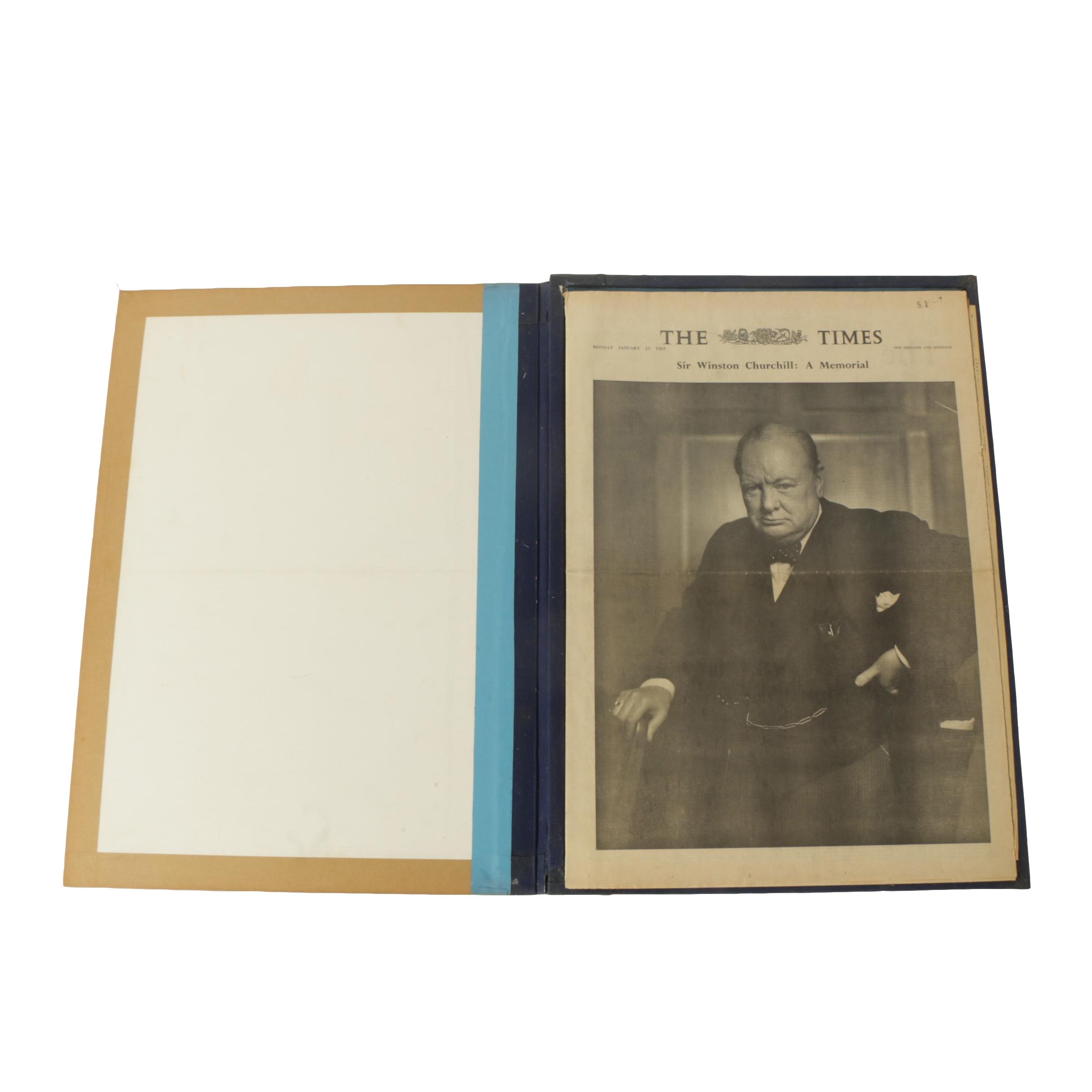 Vintage Bound Copy of "The Times" of London Commemorating The Life of Churchill