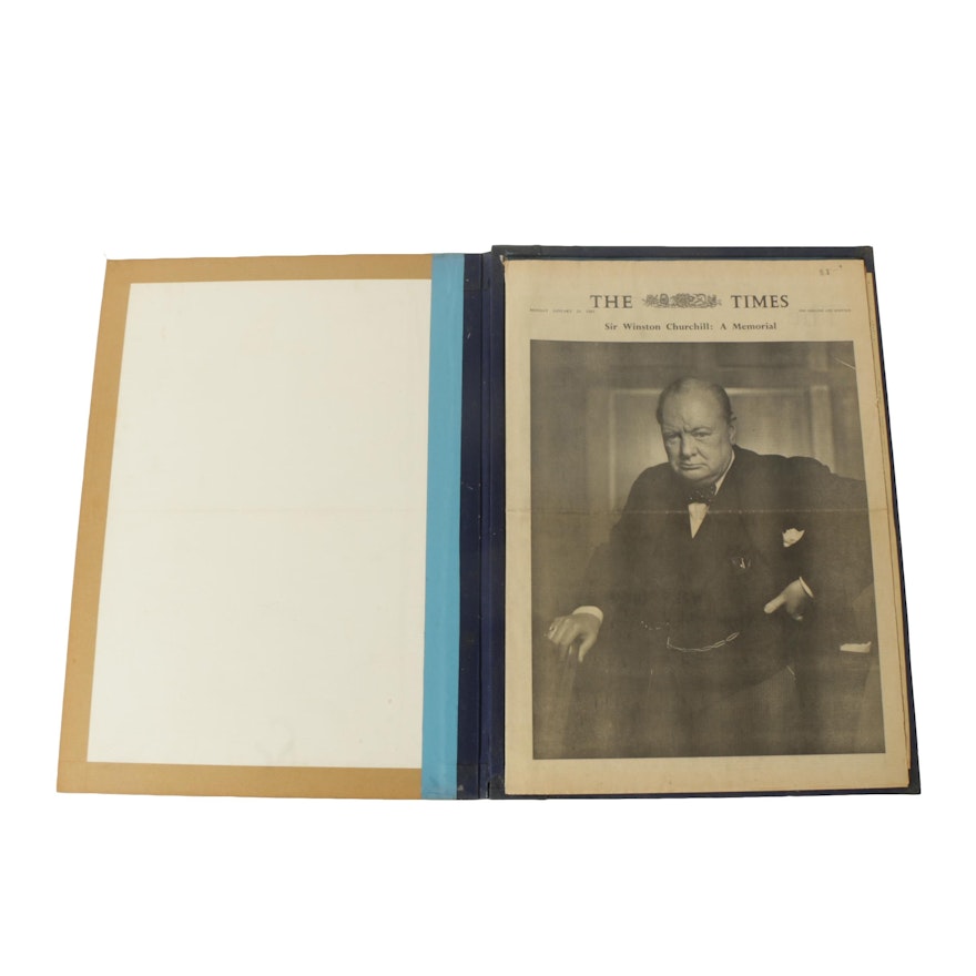 Vintage Bound Copy of "The Times" of London Commemorating The Life of Churchill