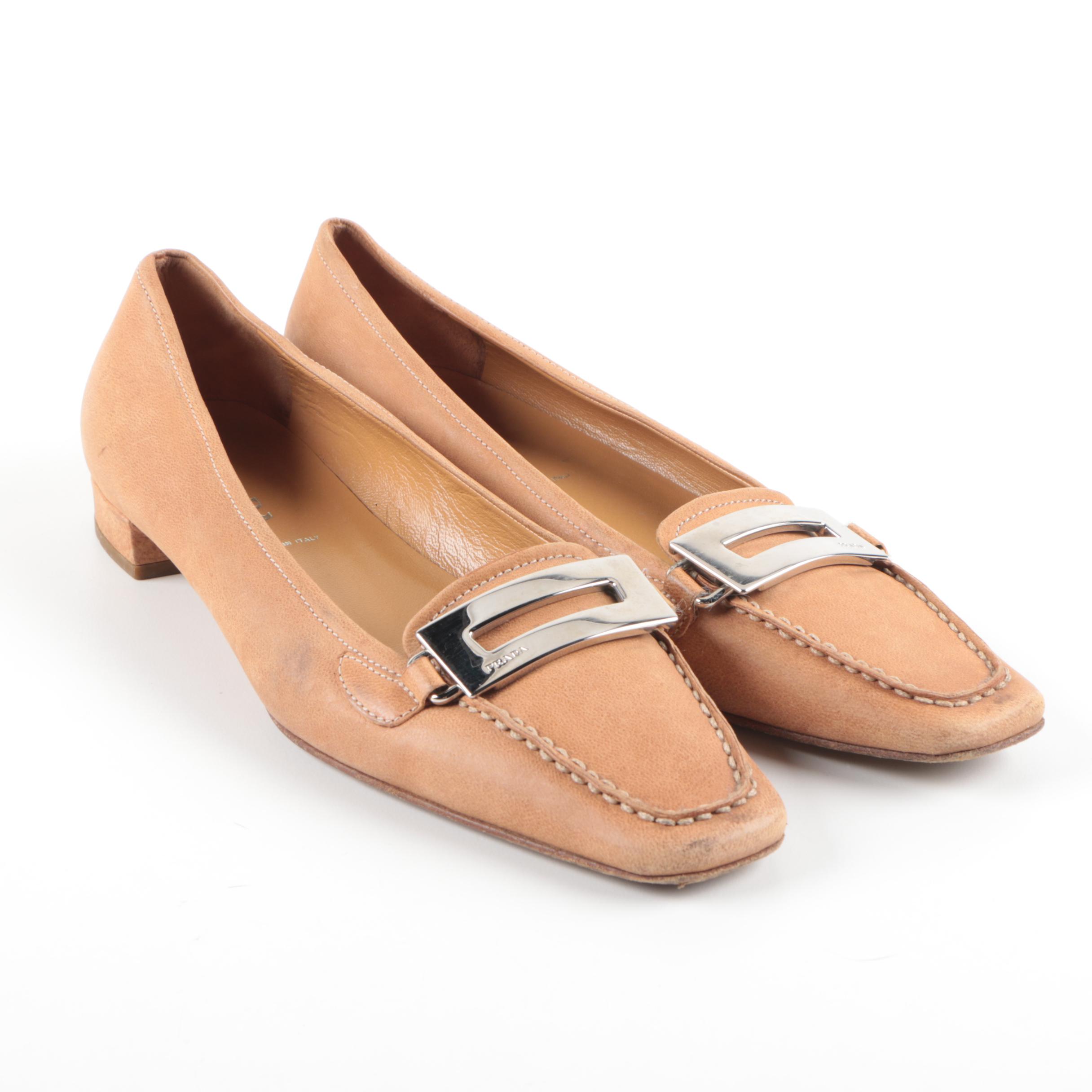 Women's Prada Tan Leather Loafers