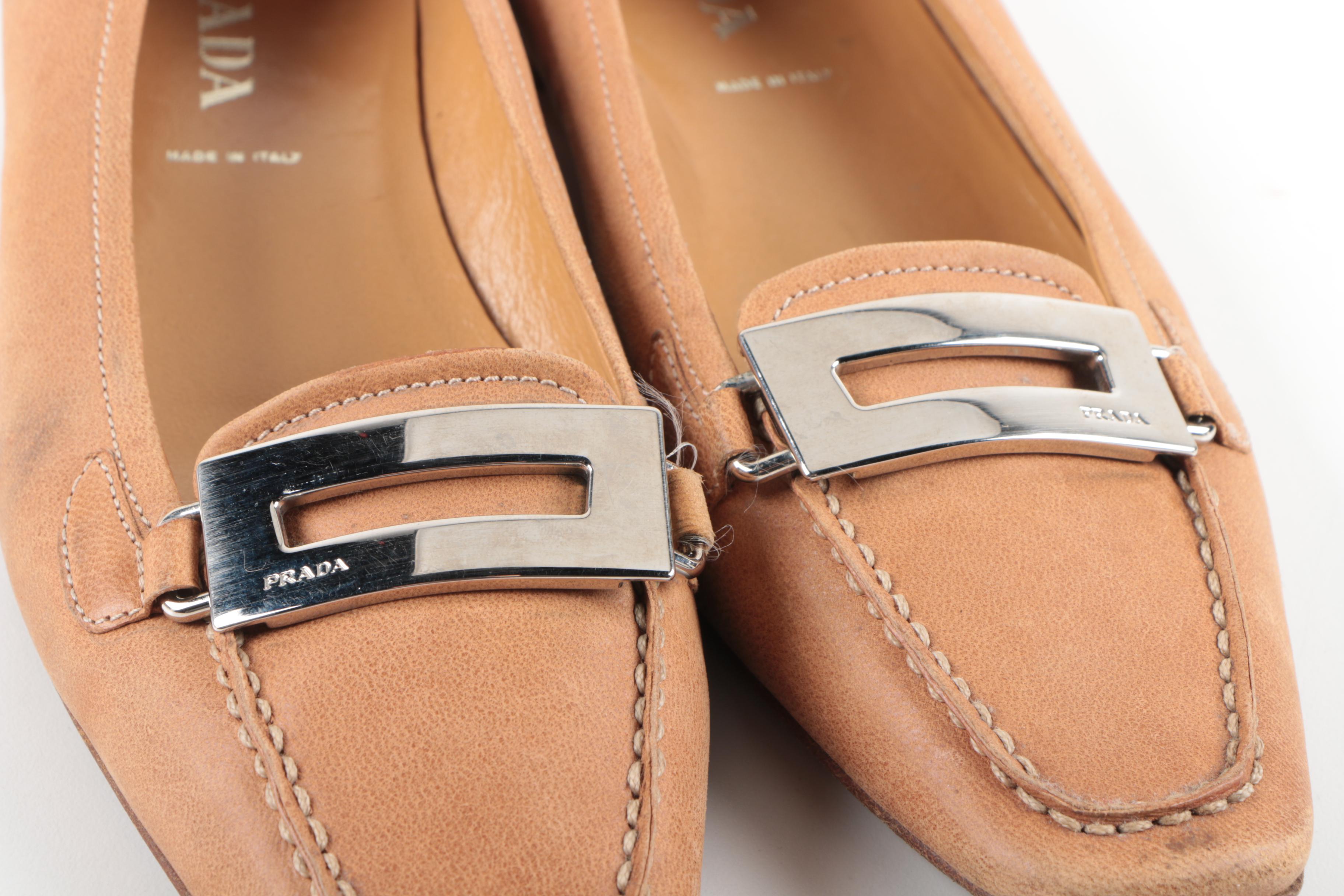 Women's Prada Tan Leather Loafers