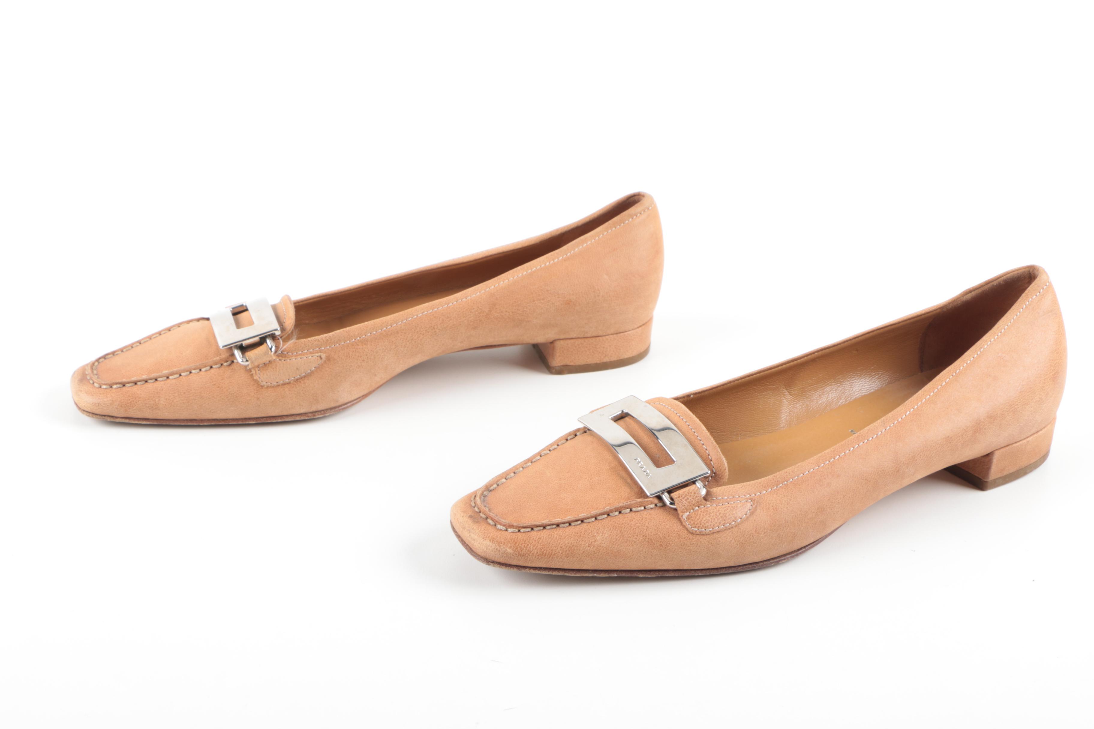 Women's Prada Tan Leather Loafers