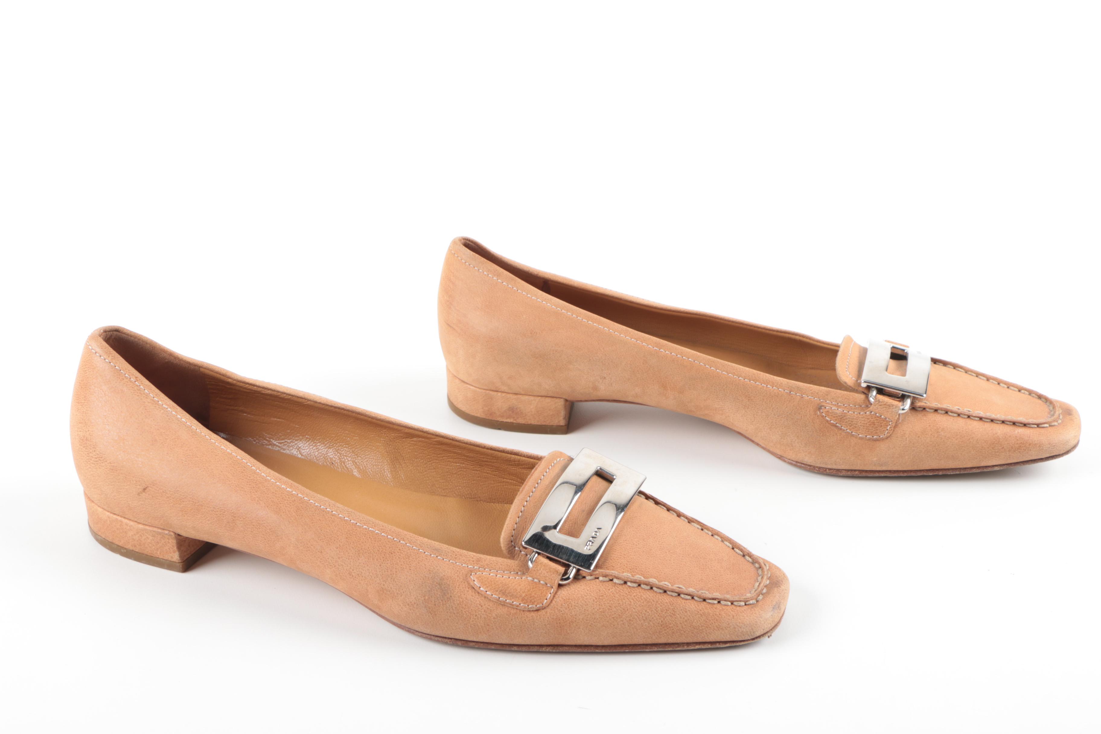 Women's Prada Tan Leather Loafers