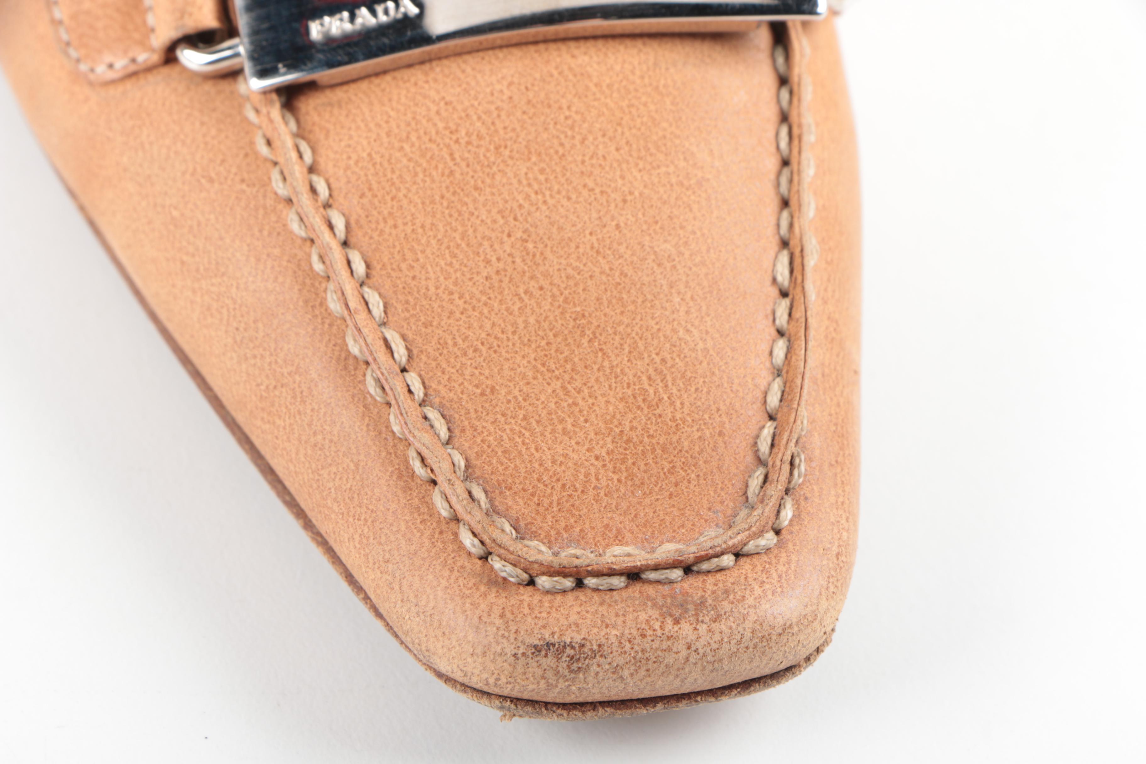 Women's Prada Tan Leather Loafers