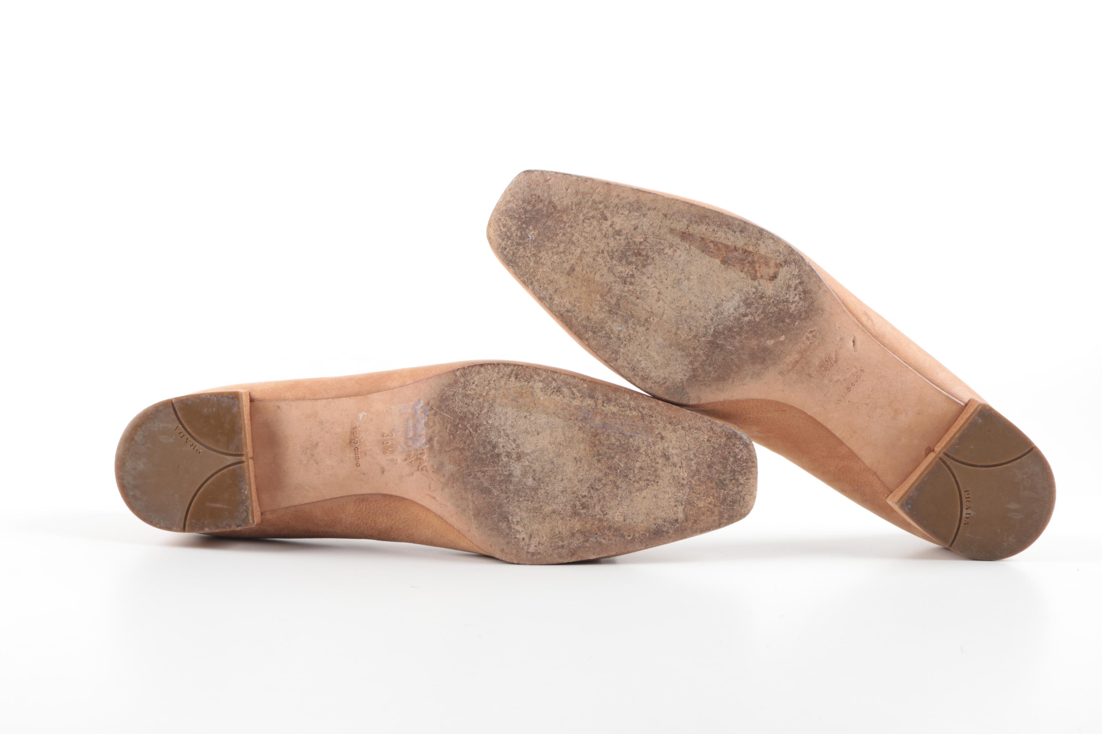 Women's Prada Tan Leather Loafers