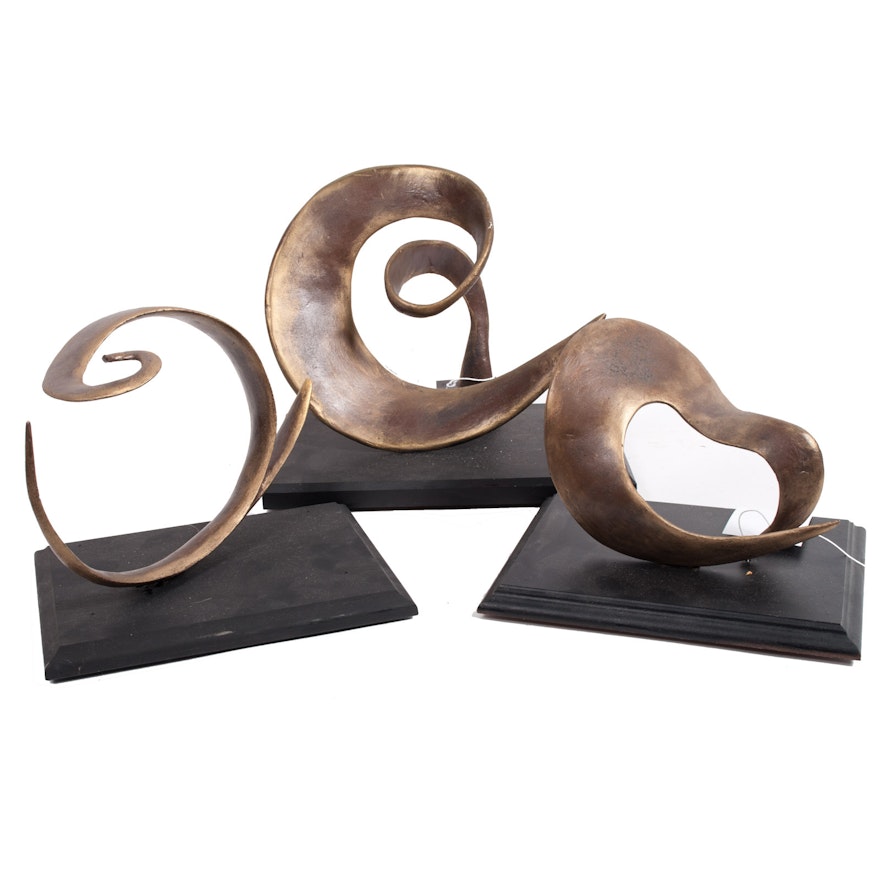 Virginia K. Hess Cold Bronze Maquette Abstract Sculptures