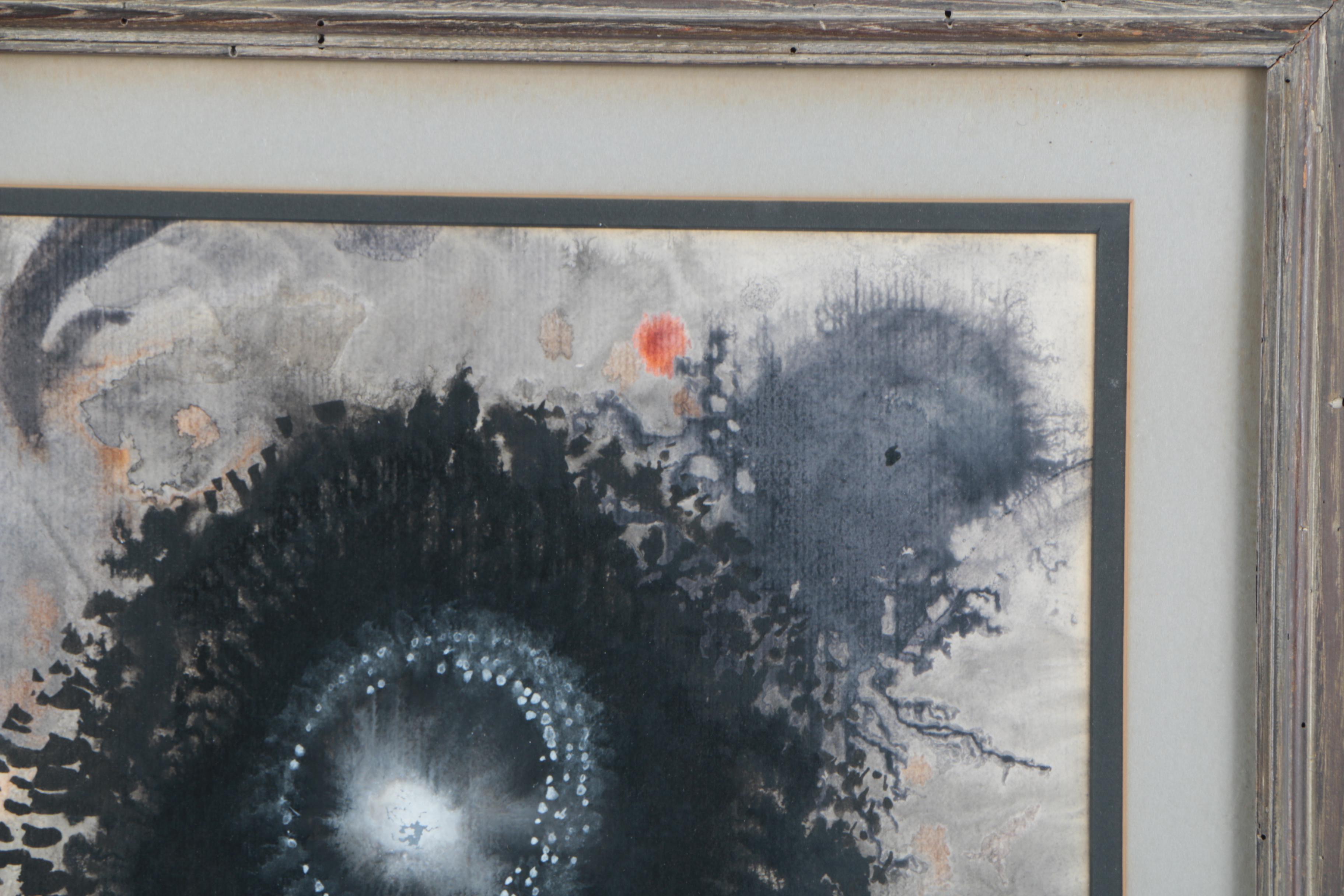 Circa 1970s Abstract Floral Watercolor on Paper