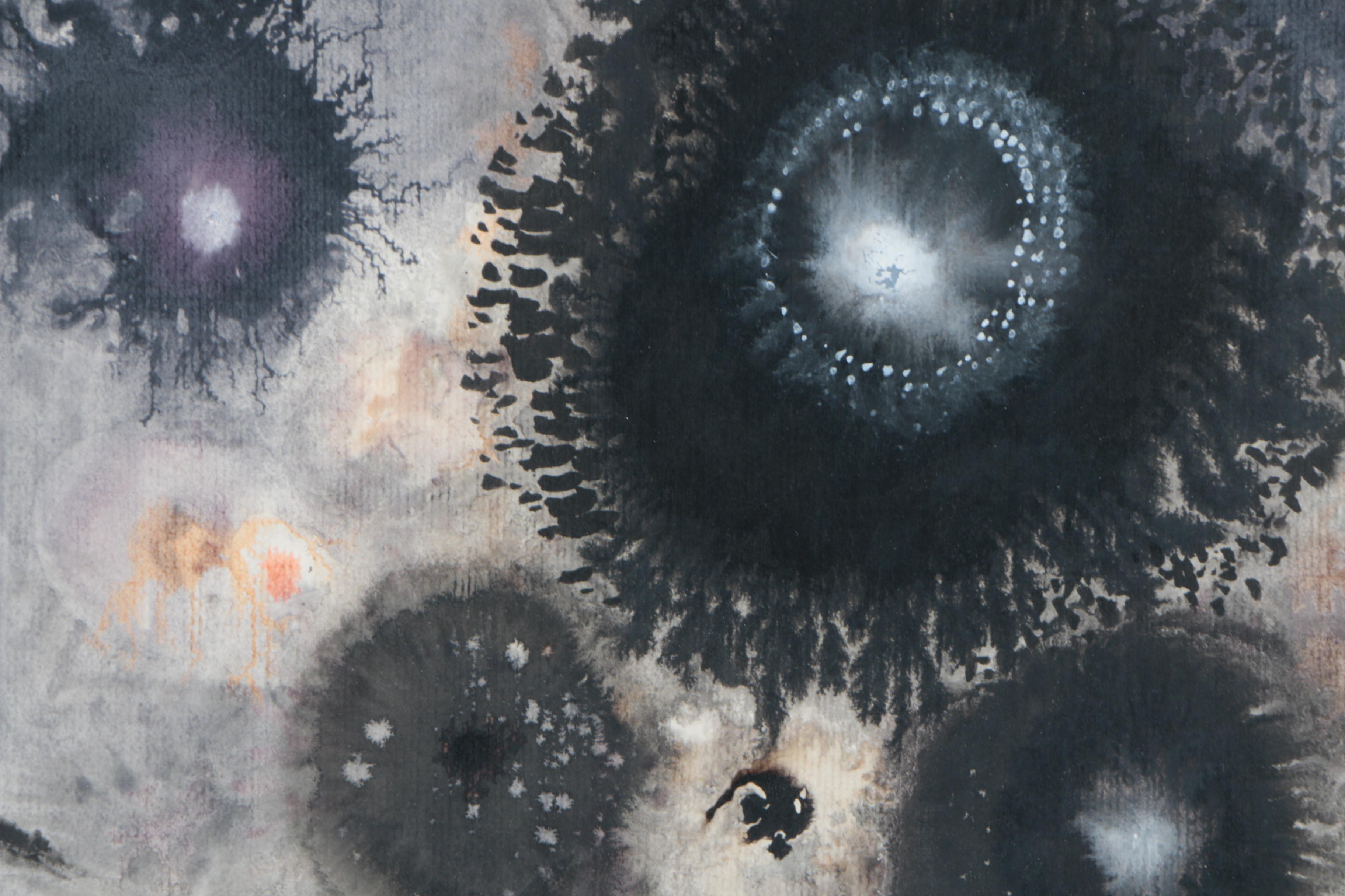 Circa 1970s Abstract Floral Watercolor on Paper