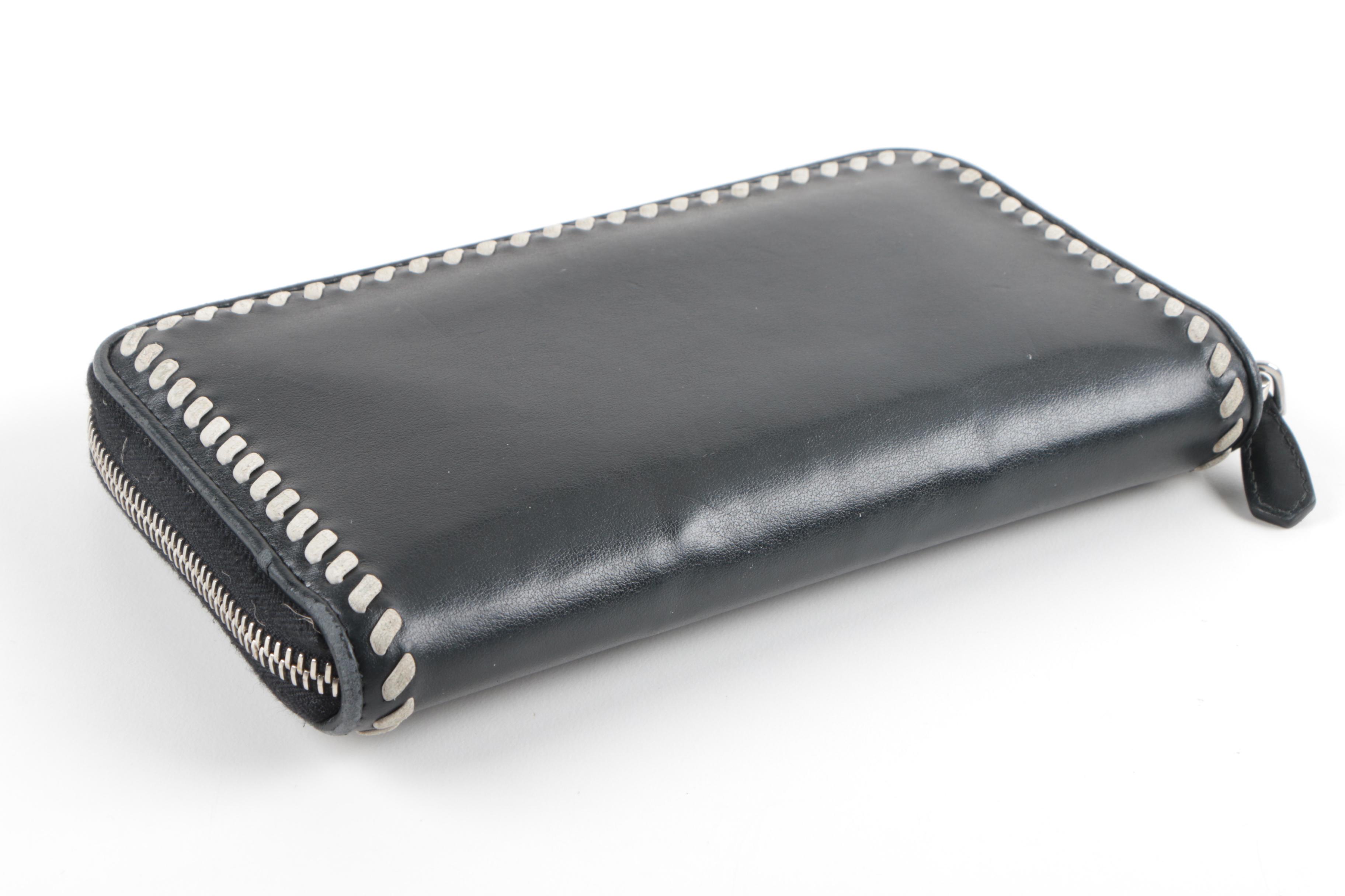 Prada Black and White Leather Wallet