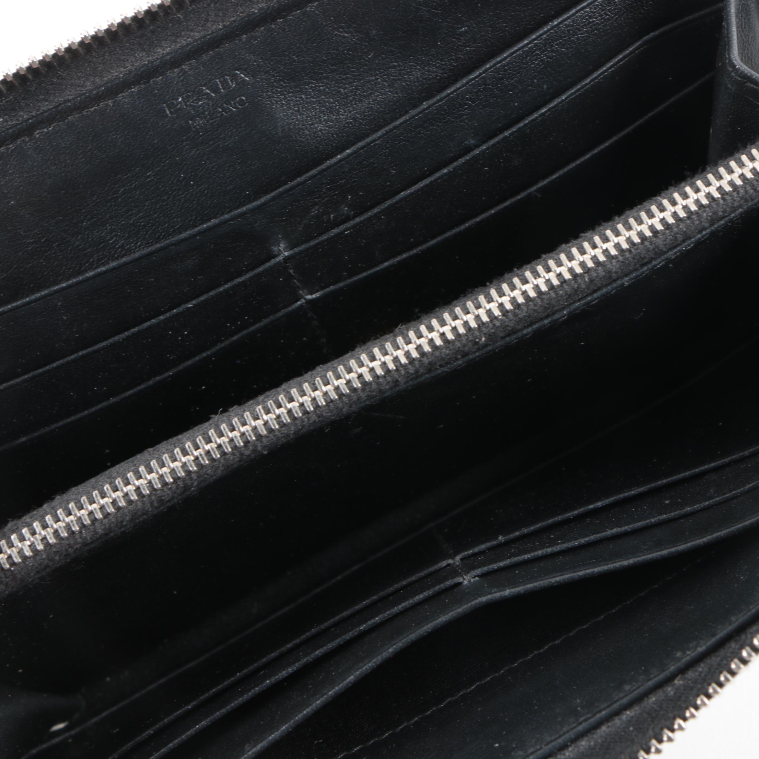 Prada Black and White Leather Wallet