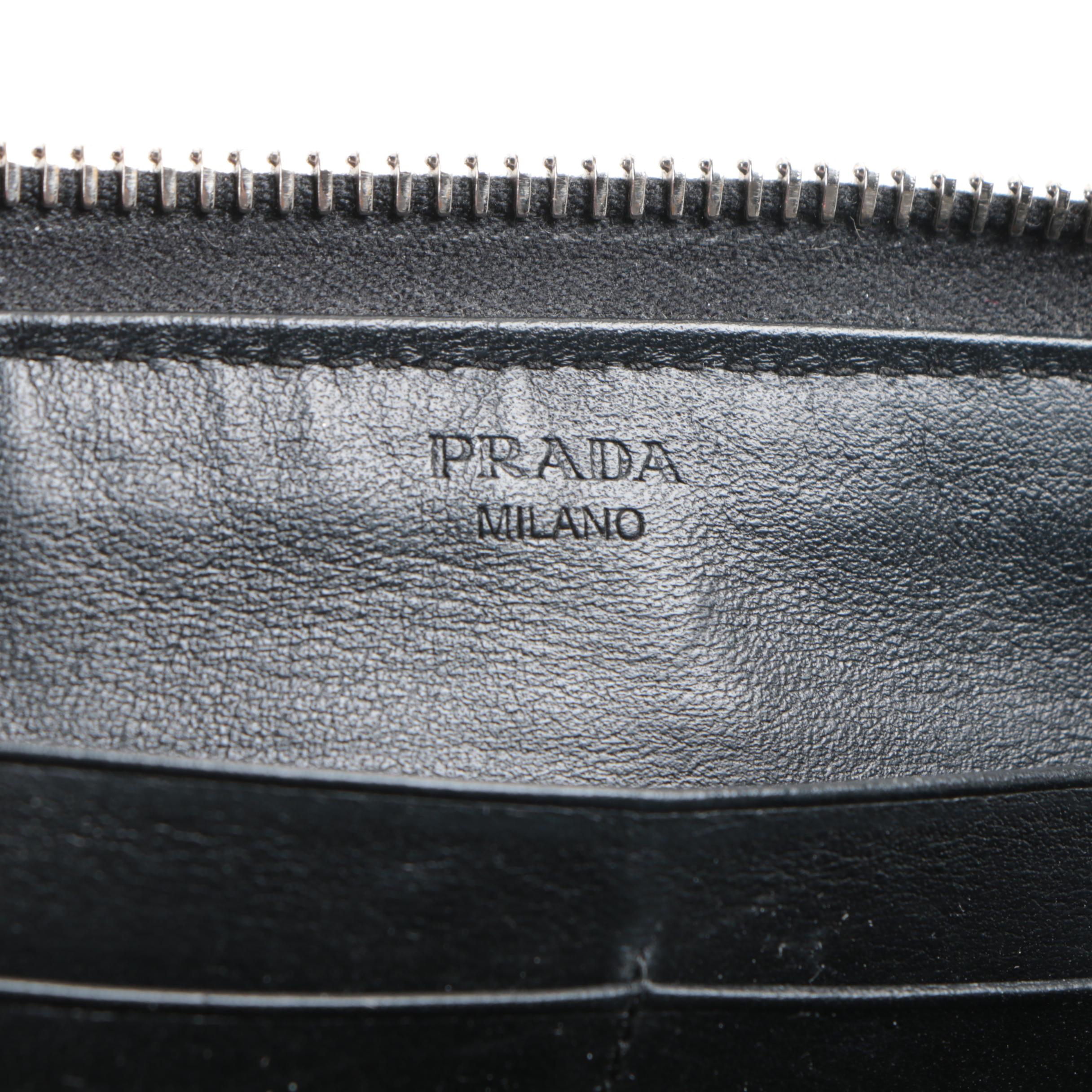 Prada Black and White Leather Wallet